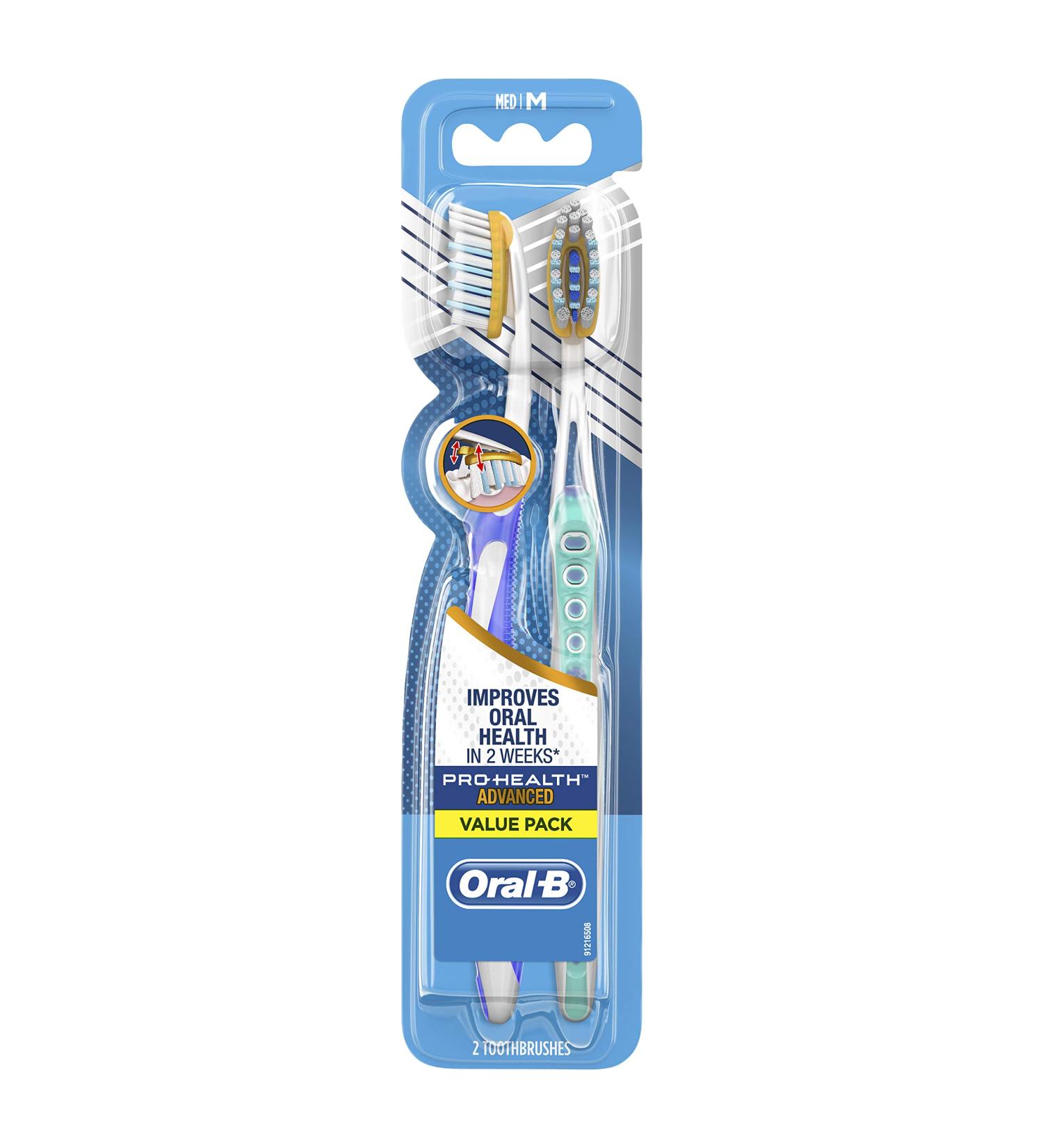 Oral-B Pro-Health Advanced Medium Toothbrush 2 Pack - Superior Cleaning & Protection - Buy Online on GoSupps.com