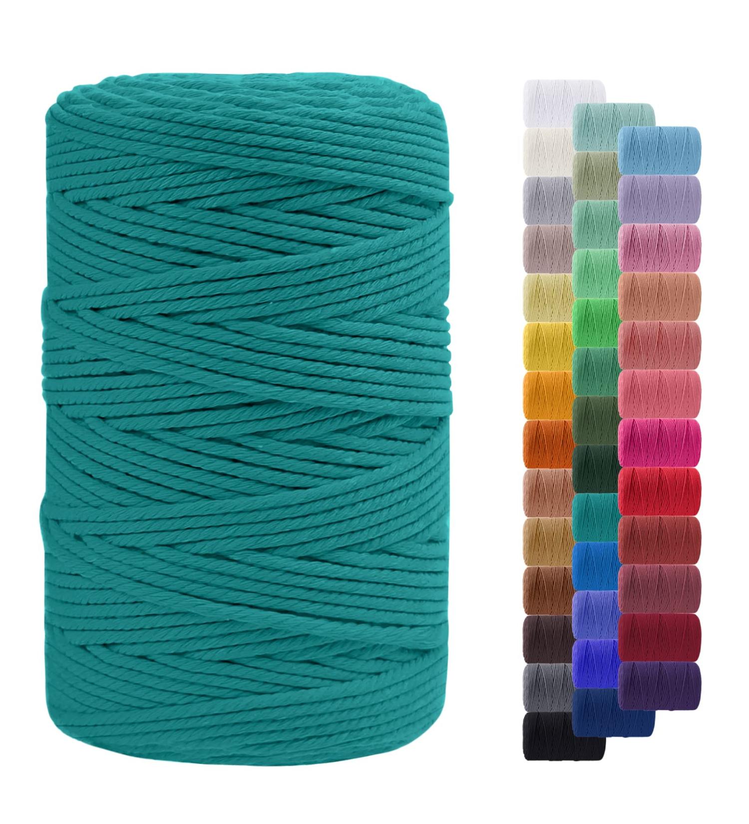 LEREATI 3mm Macrame Cord 219 Yards | Natural Cotton Twine for Crafts | Thick Colored Macrame Rope Yarn for DIY Projects | Peacock Blue Macrame String - 3mmx219yards - Buy Online on GoSupps.com