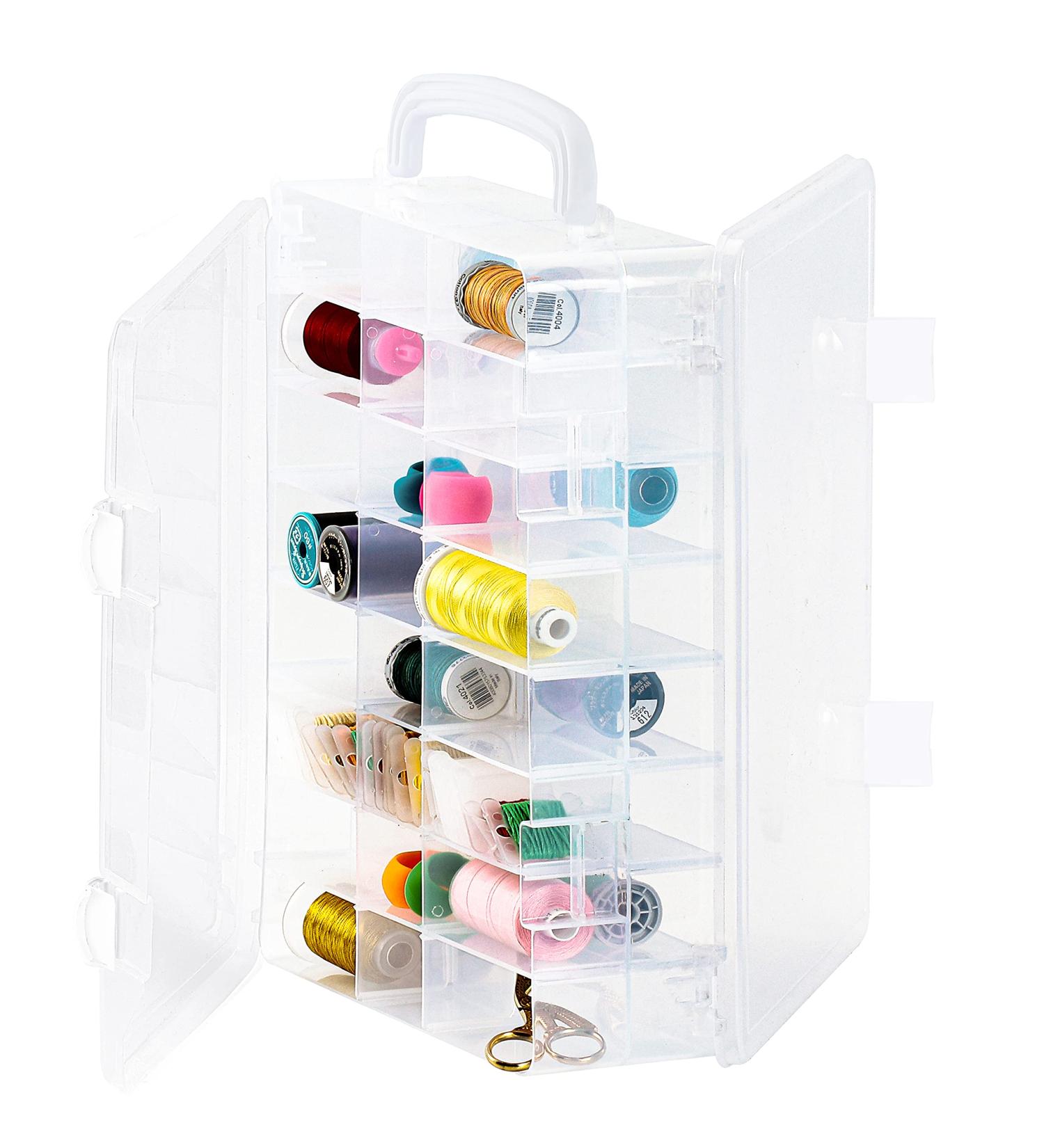 New brothread Double-Sided Storage Organizer/Box with Total 48 Adjustable Compartments  Removable Dividers for Embroidery and Sewing Threads  Embroidery Floss  Needles  Beads  Small Crafts & Toys - Buy Online on GoSupps.com