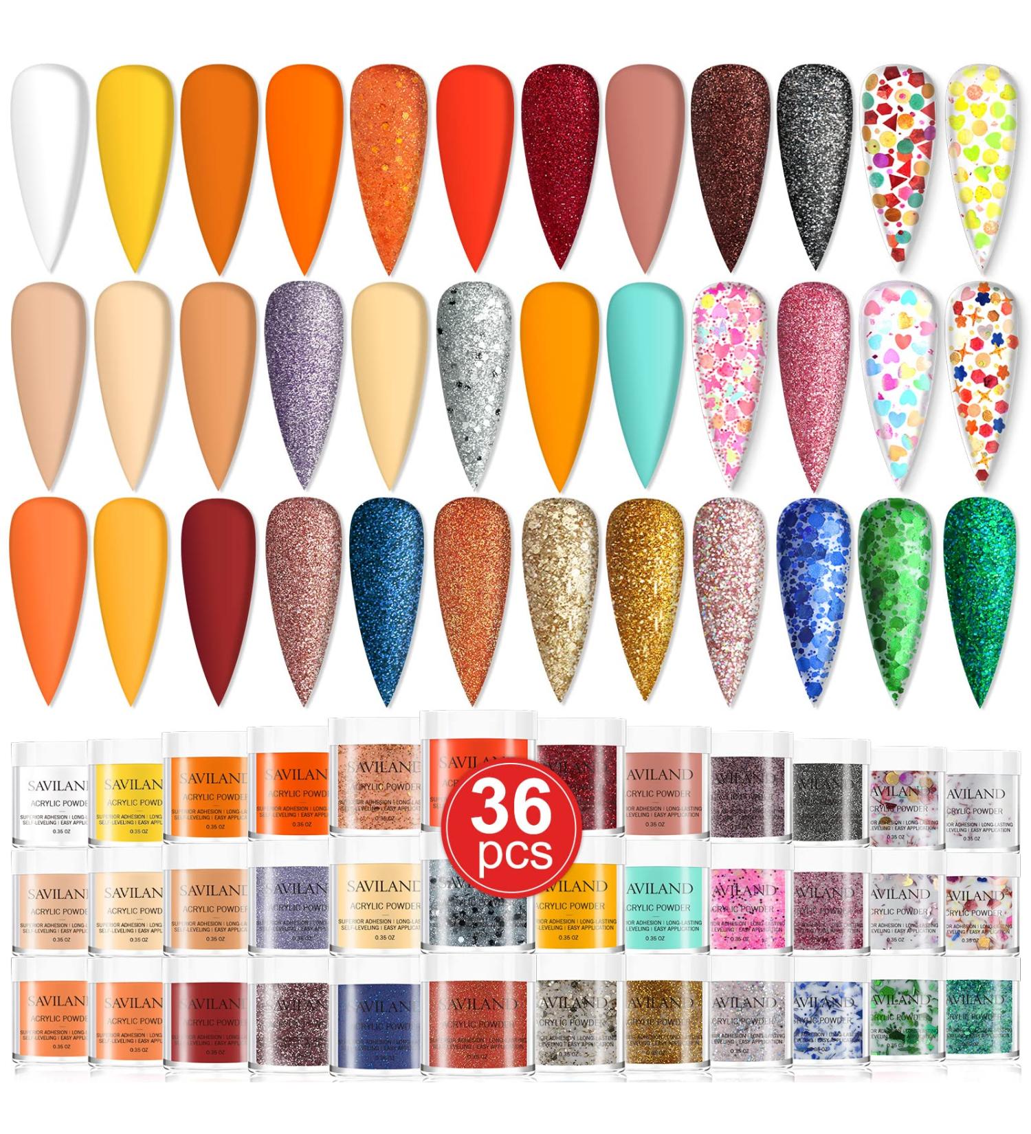 Saviland 36 Colors Acrylic Powder Set - Fall Winter Series | Nail Extension Starter Set for Salon & DIY - B4-36 Fall Colors Paradise - Buy Online on GoSupps.com
