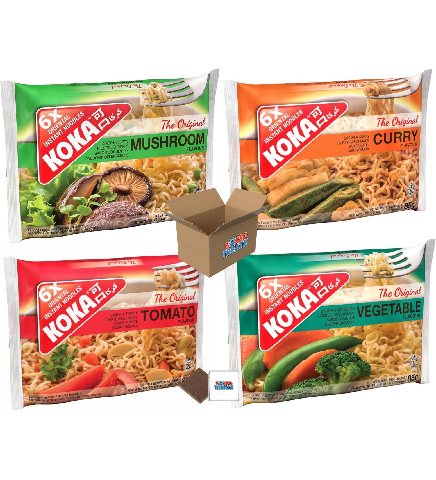 Koka Vegetarian Bundle: Mushroom + Curry + Vegetable + Tomato 6Pcs Each (24 Mixed Pack) Boxed Treatz - Buy Online on GoSupps.com