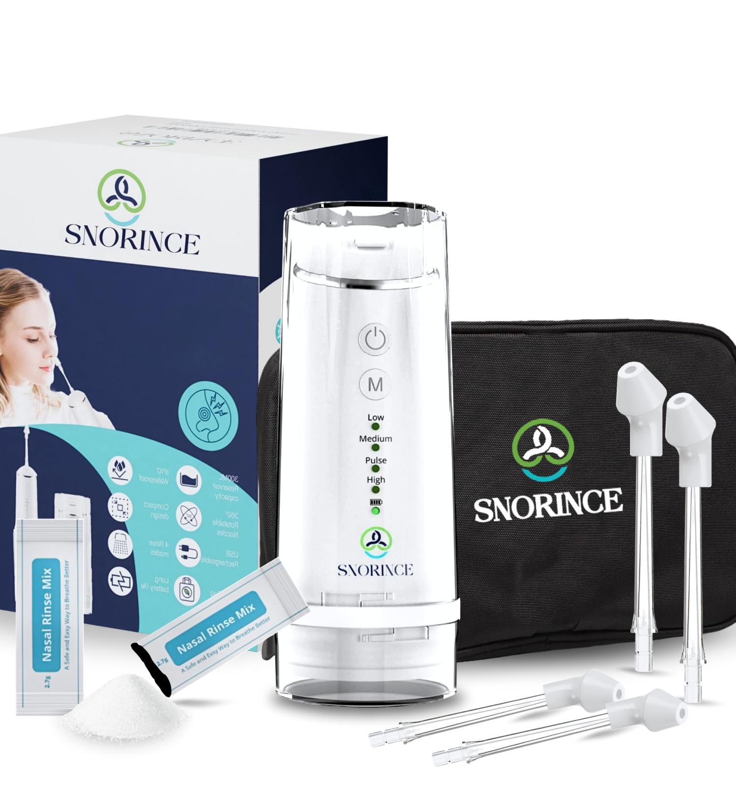 Nasal Irrigation System for Sinus Relief - Portable Cordless Electric Neti Pot Nose Cleaner - Sinus Flush Kit for Adults & Kids Home & Travel with 4 Rinse Modes 4 Nozzles 40 Salt Packs With Carry Bag - Buy Online on GoSupps.com