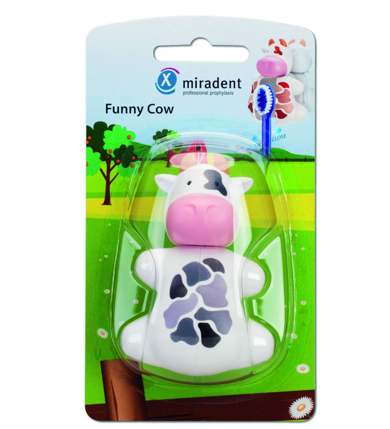 Miradent Funny Animals Hygienic Toothbrush Holder Kuh | Patented Snap Closure Ventilation & Suction Cups | Ideal for Kids 3+ | Shop Internationally - Buy Online on GoSupps.com