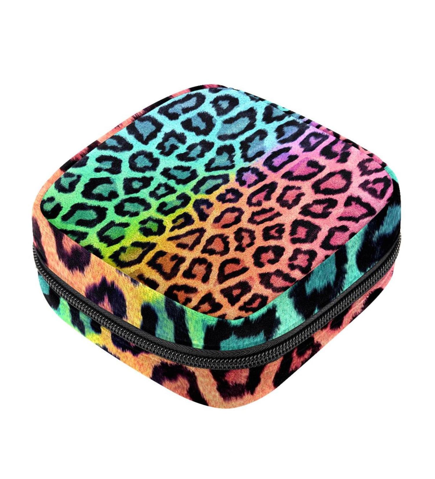 Colorful Leopard Pattern Napkin Food Bag | Portable Period Bag for Women & Teens | Menstrual Cup & Breastfeeding Pillow Holder - Buy Online on GoSupps.com