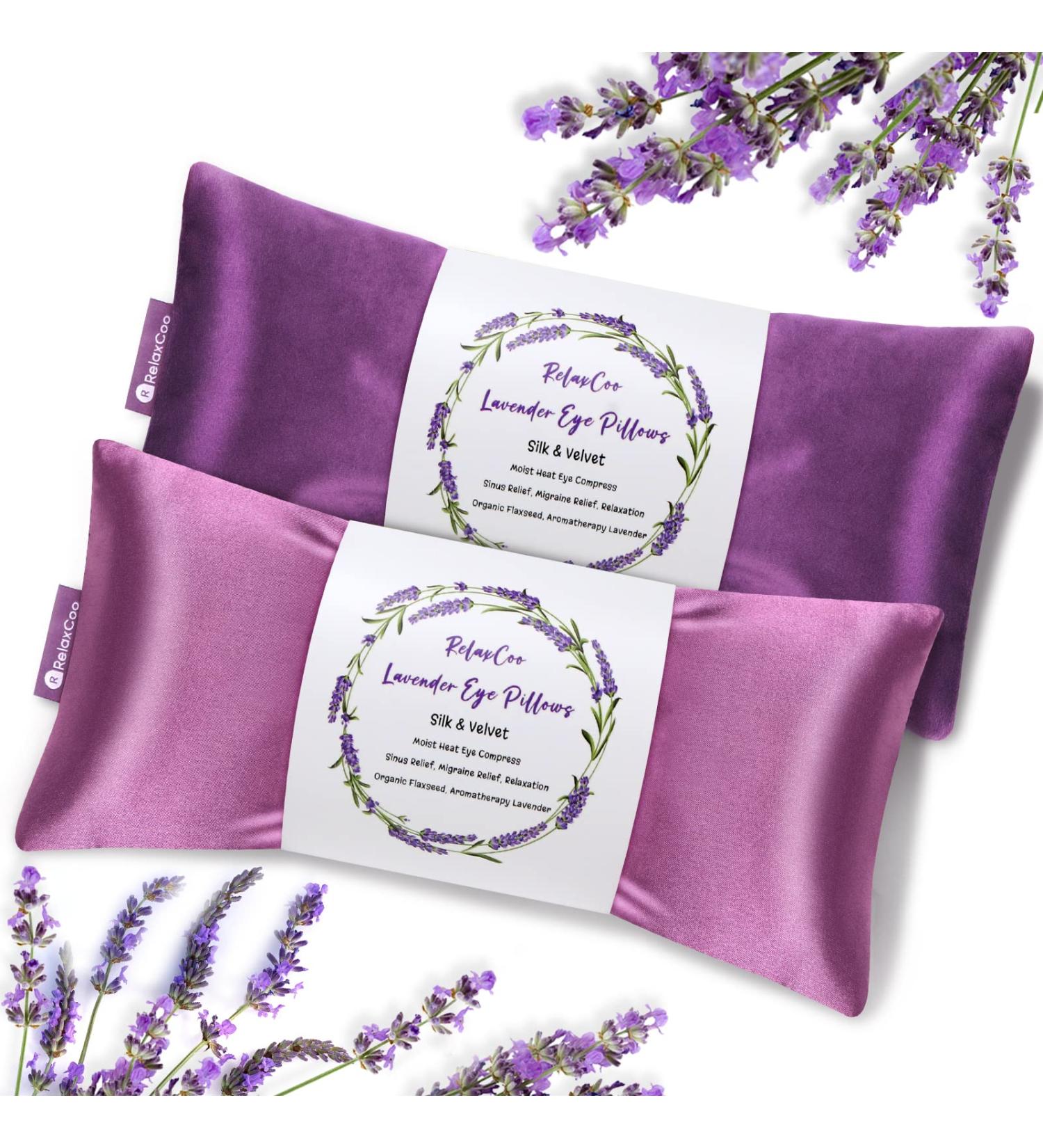 RelaxCoo Lavender Eye Pillow 2 Pack - Weighted Eye Mask for Relaxation, Headache Relief, and Meditation - Aromatherapy Eye Compress for Yoga and Sleeping - Buy Online on GoSupps.com