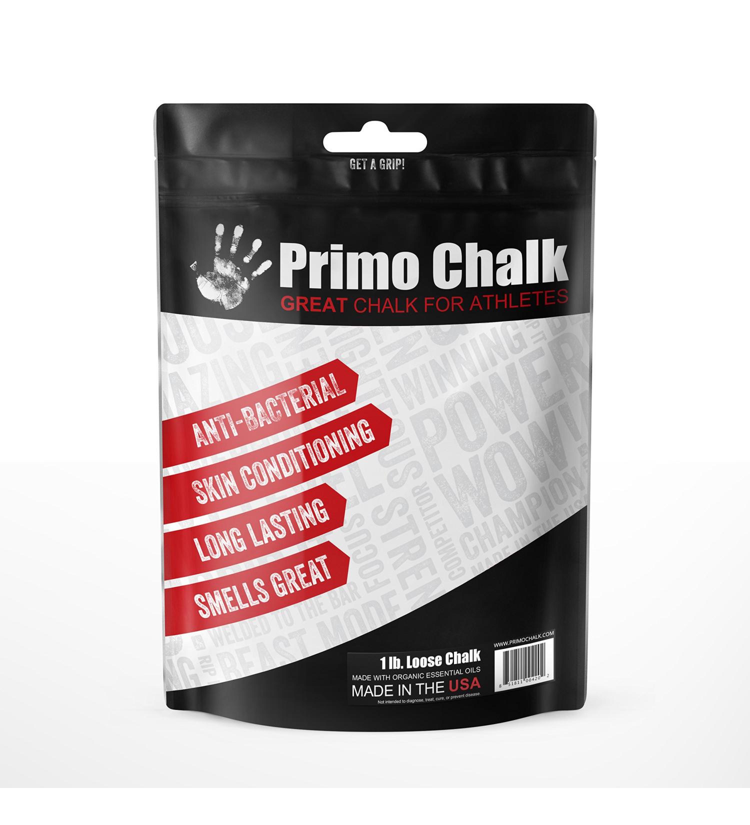Primo Chalk 1LB Bag - High Absorption Magnesium Carbonate for Weightlifting, Gymnastics, Climbing - Buy Online on GoSupps.com