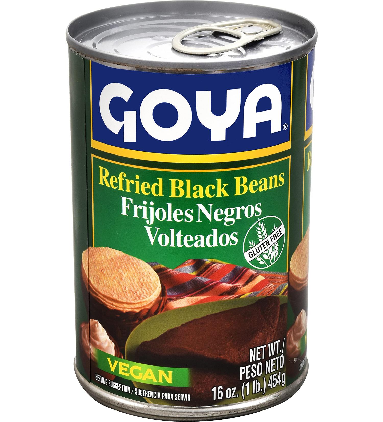 Goya Foods Refried Black Beans 16oz - Pack of 12 | Frijoles Negros Volteados - Buy Online on GoSupps.com