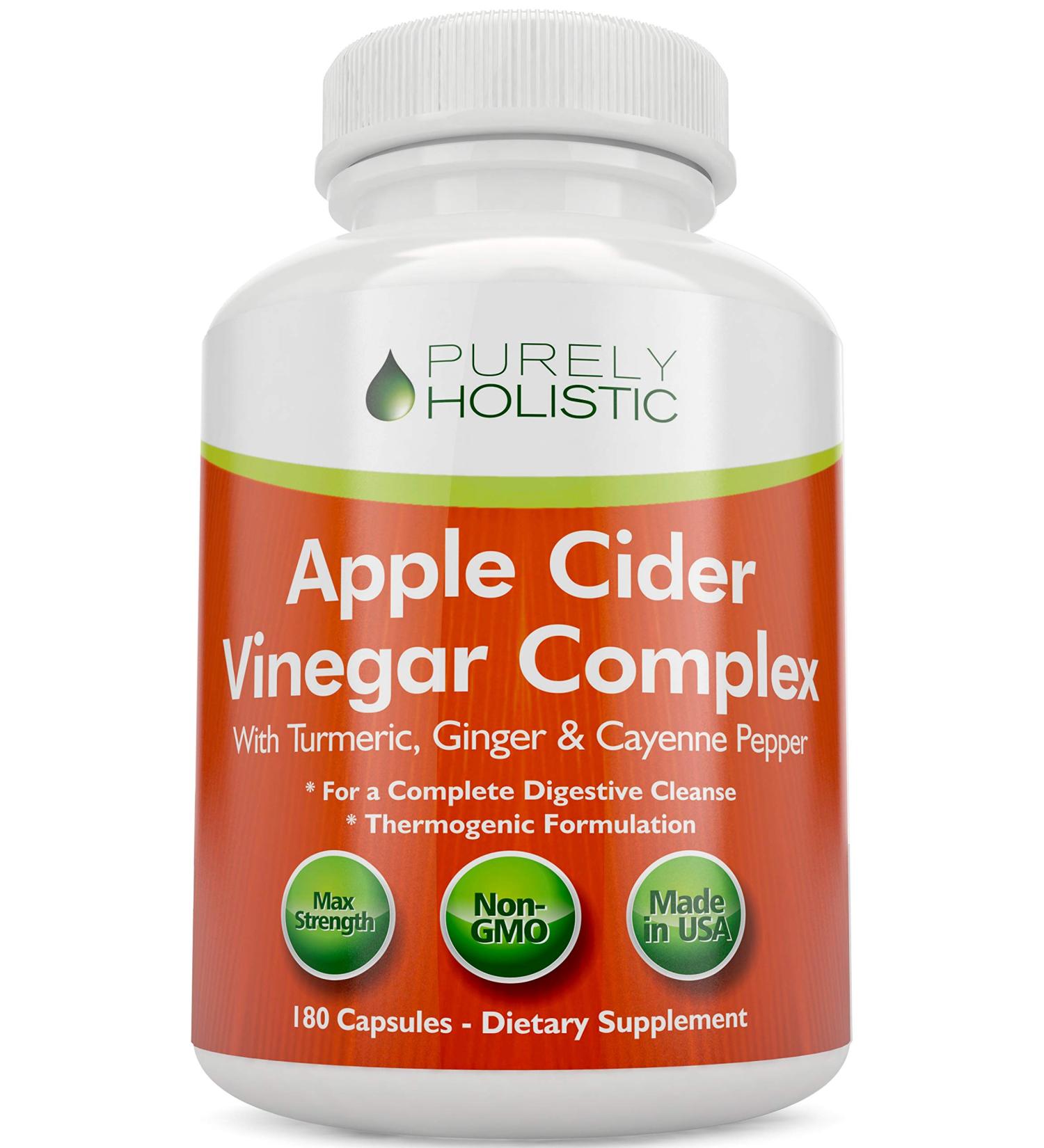 180 Vegan Apple Cider Vinegar Capsules - High Strength Pills by Purely Holistic - Buy Online on GoSupps.com
