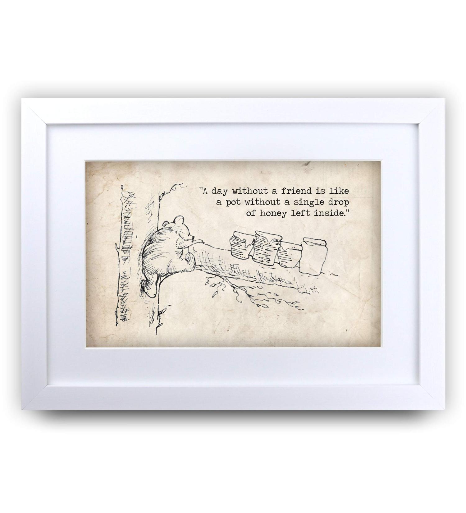 HWC Trading Winnie the Pooh Drop of Honey A4 Framed Printed Quote Nursery Print Baby Shower Room Gifts New Born Bedroom Gift Print Photo Picture Display (Framed) Drop of Honey