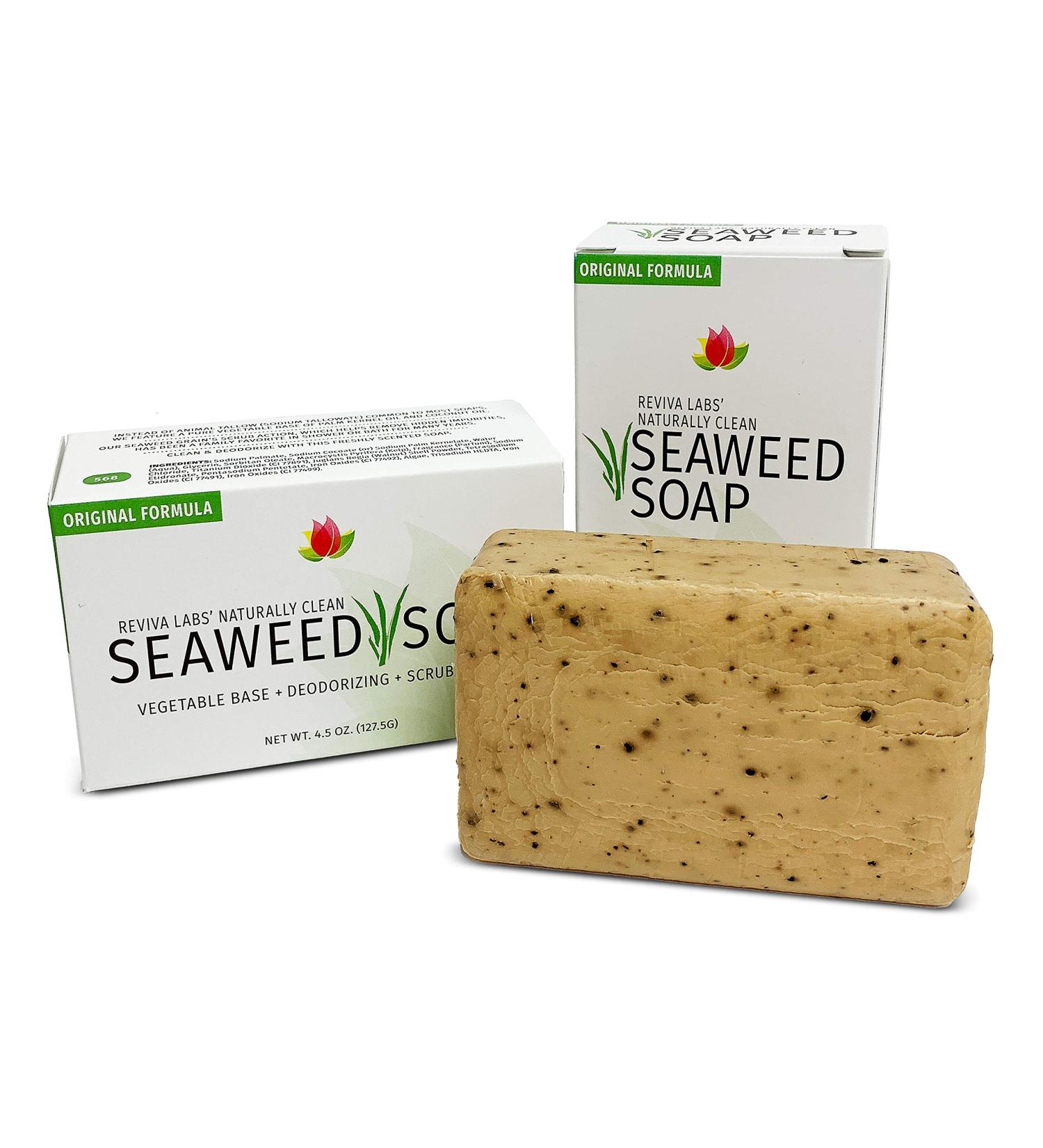 Reviva Seaweed Soap 2 Pack - Organic Seaweed Face & Body Scrub Bar - Natural 4.5 oz. Vegetable Base Soap - Made in the USA - Buy Online on GoSupps.com