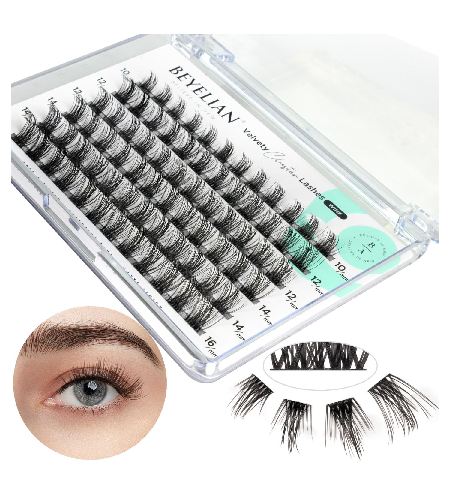 BEYELIAN Lash Clusters - 72 Pcs D+ Individual Cluster Lashes | Natural Look Reusable DIY Eyelash Extensions 10-16mm (Style C05) - Super Thin Band Black Glue Bonded - Buy Online on GoSupps.com