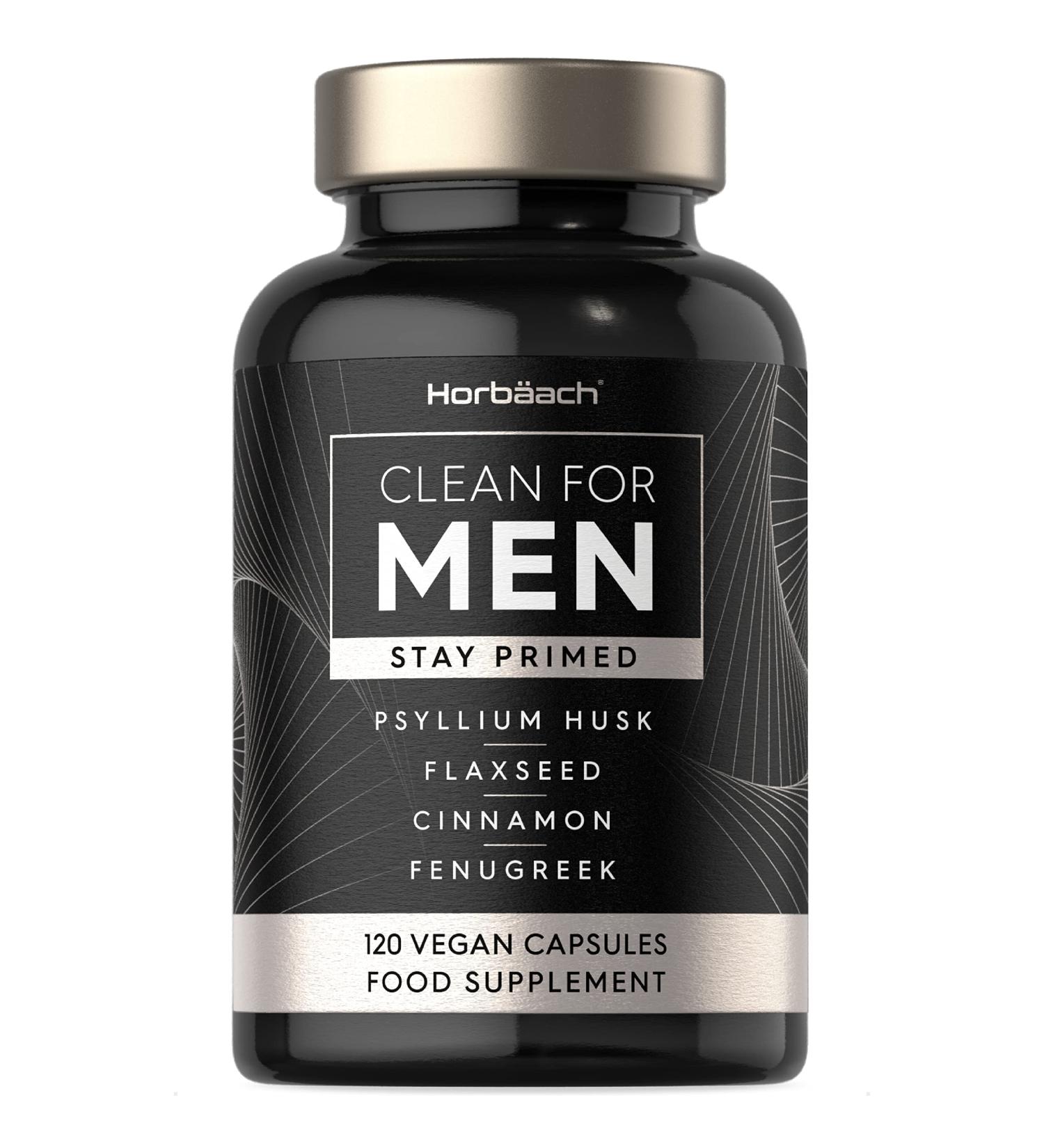 Psyllium Husk Capsules | 120 Count | Cleanliness Vegan Fibre Supplement for Men | Complex with Cinnamon Flaxseed and Fenugreek Seed | by Horbaach - Buy Online on GoSupps.com