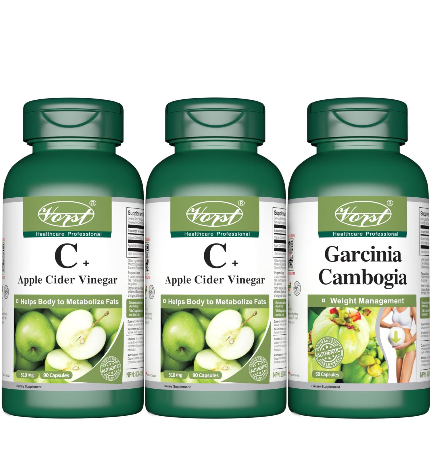 VORST Apple Cider Vinegar x 2 Bottles and Garcinia Cambogia x 1 Bottle - Buy Online on GoSupps.com