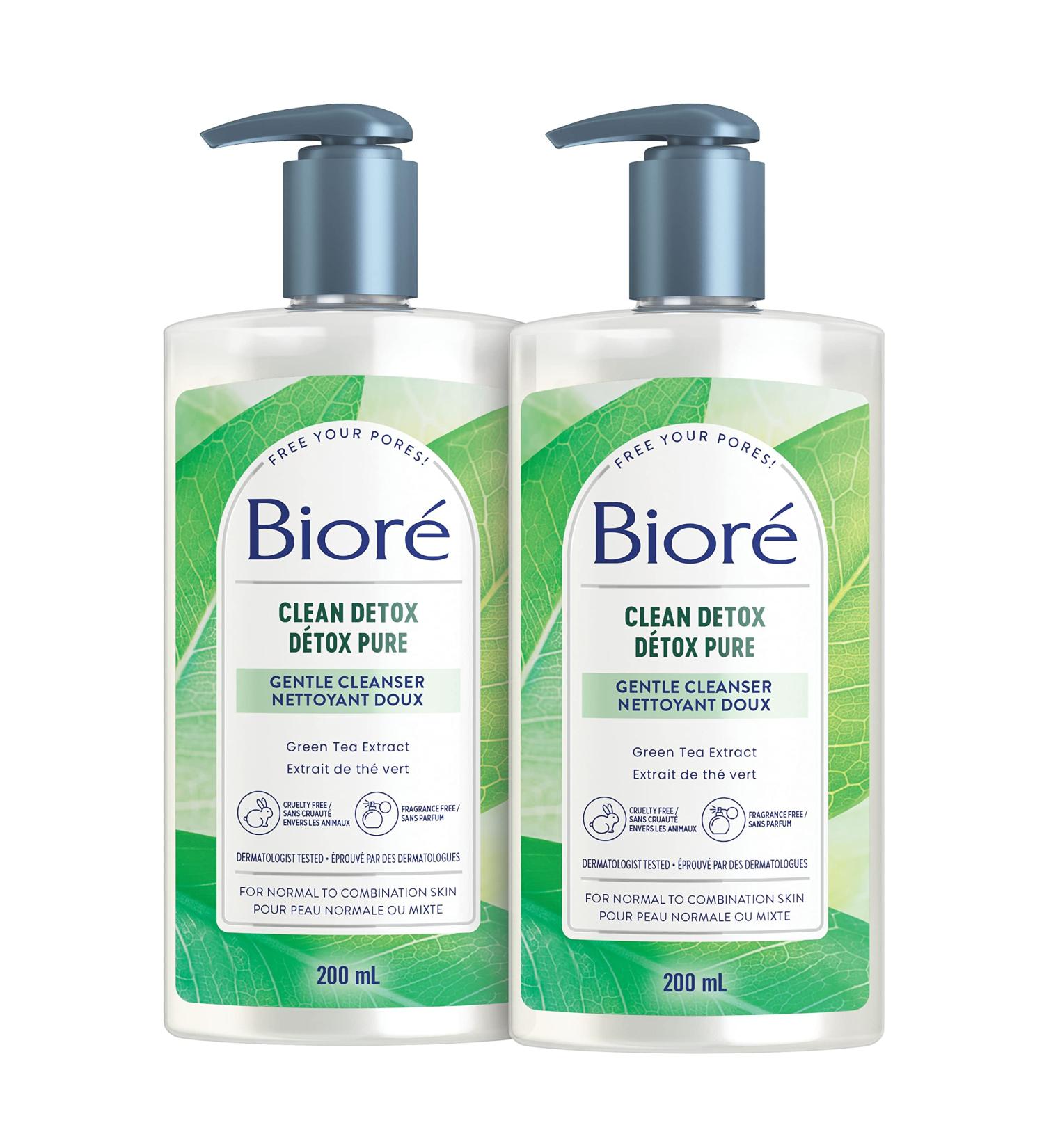 Bior Clean Detox Gentle Face Cleanser for Normal to Combination Skin | Dermatologist Tested Fragrance Free Cruelty Free (Pack of 2) Cleanser Duo 200 ml (Pack of 2) - Buy Online on GoSupps.com