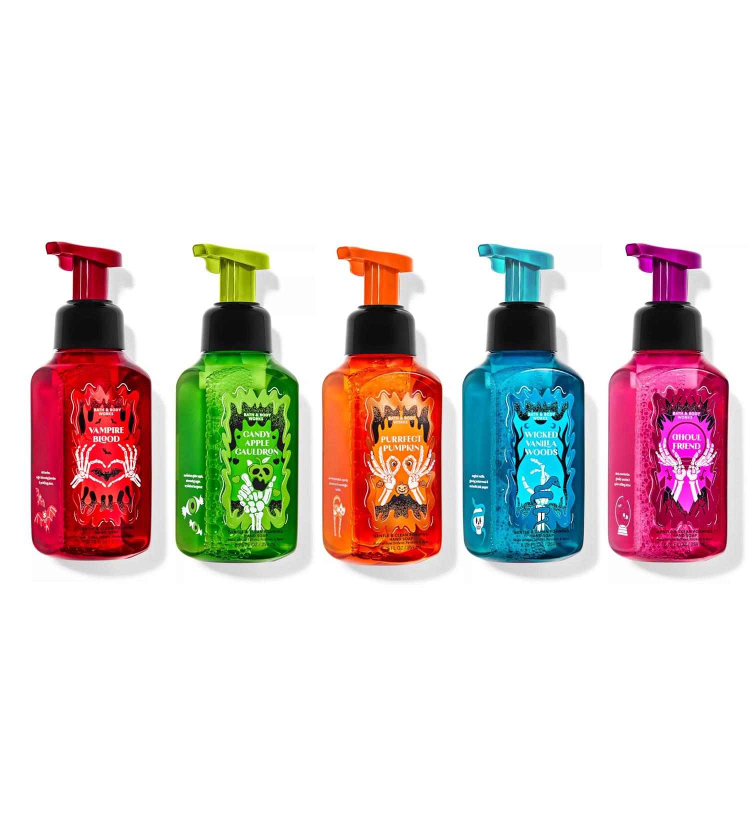 Bath & Body Works Halloween Foaming Hand Soap Set of 5 - Vampire Blood Candy Apple Cauldron Purrfect Pumpkin Wicked Vanilla Woods Ghoul Friend - Gentle & Clean - Buy Online on GoSupps.com