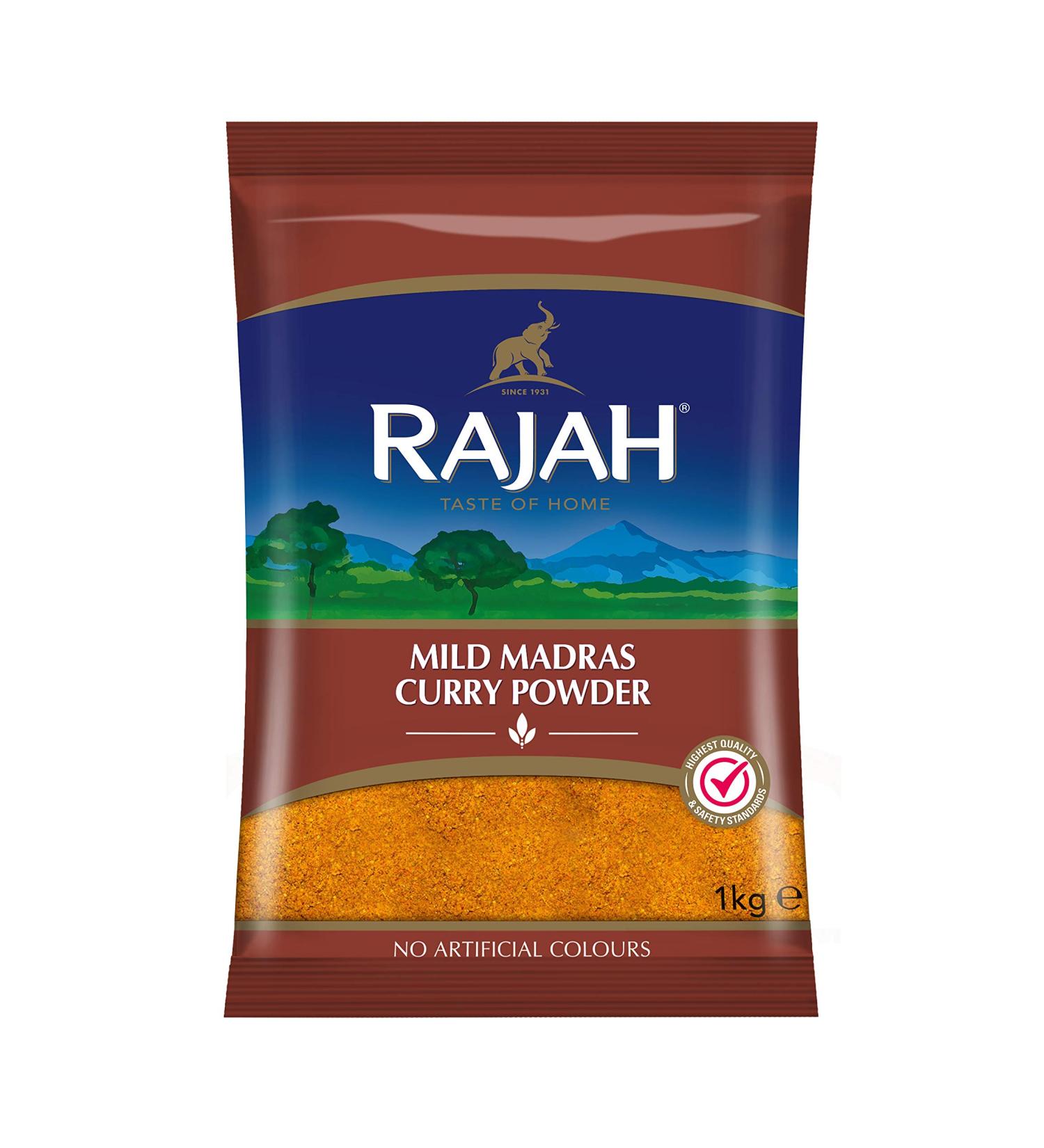 Rajah Mild Madras Curry Powder (1kg) | Authentic Blend of Spices | Pack of 1 - Buy Online on GoSupps.com