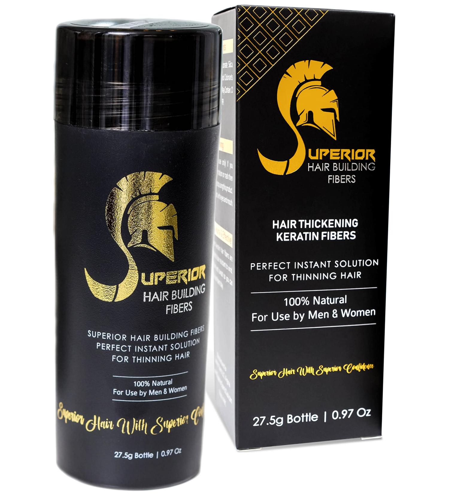 Natural Keratin Hair Fibers for Thinning Hair - Dark Brown 27.5g - Hair Loss Concealer for Men & Women - Buy Online on GoSupps.com