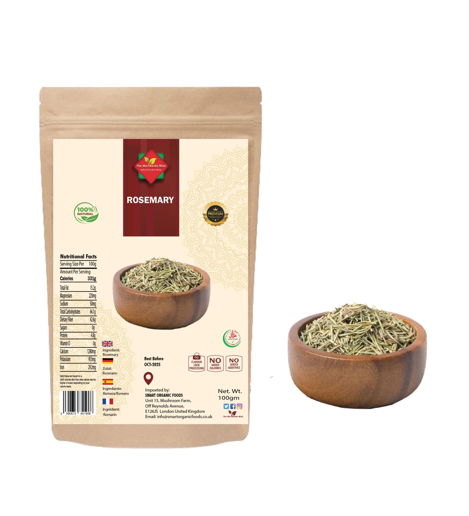 Dried Rosemary (100g/3.52oz) - Non GMO, Vegan, 100% Natural, Premium Quality - Buy Online on GoSupps.com
