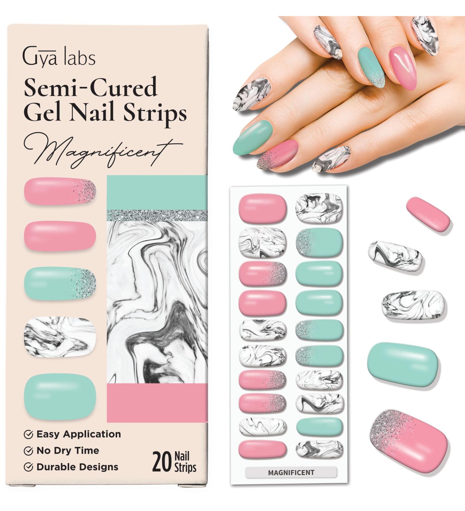 Gya Labs Marbles Nail Stickers - Long Lasting Gel Nail Strips for Women (20 Pcs) | Nail Art Kit for Stick on Nails - Magnificent Designs - Buy Online on GoSupps.com