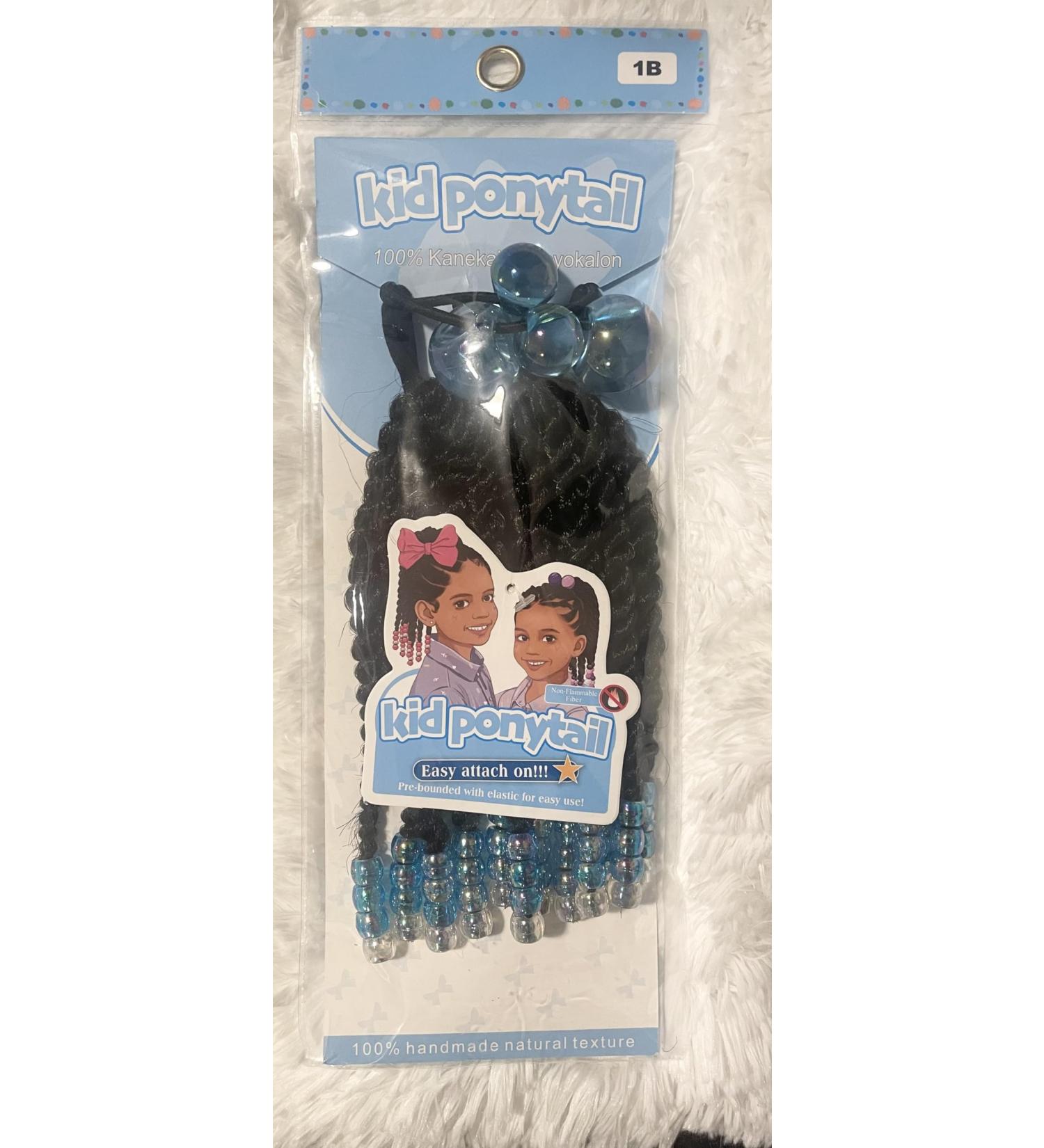 Kids Braided Ponytail with Beads & Double Bubbles - Clear Baby Blue & Silver - International Shipping - Buy Online on GoSupps.com