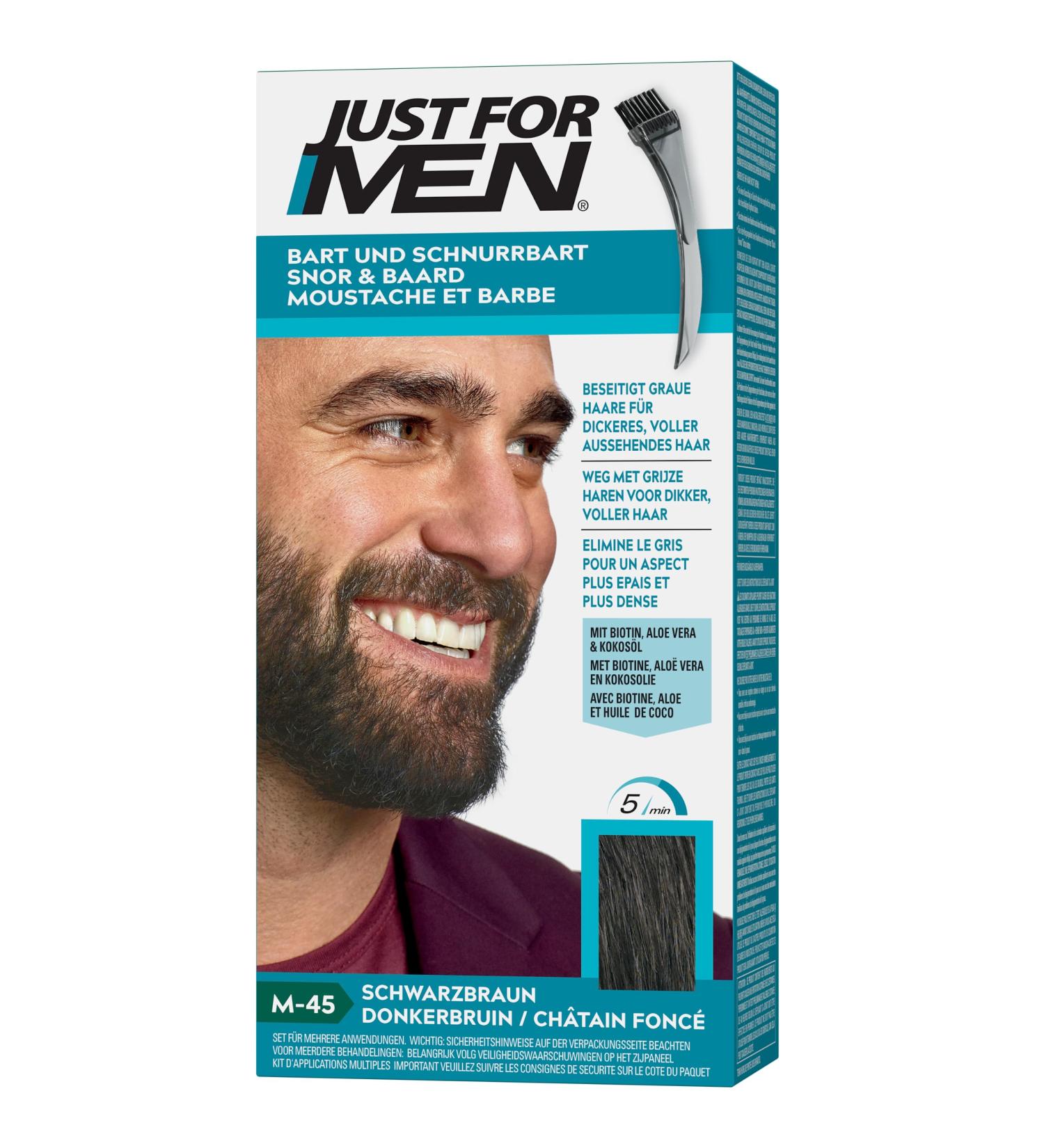 Just for Men M45 Moustache and Beard Black Brown Colour - Eliminates Grey for Thicker & Fuller Look - Buy Online on GoSupps.com