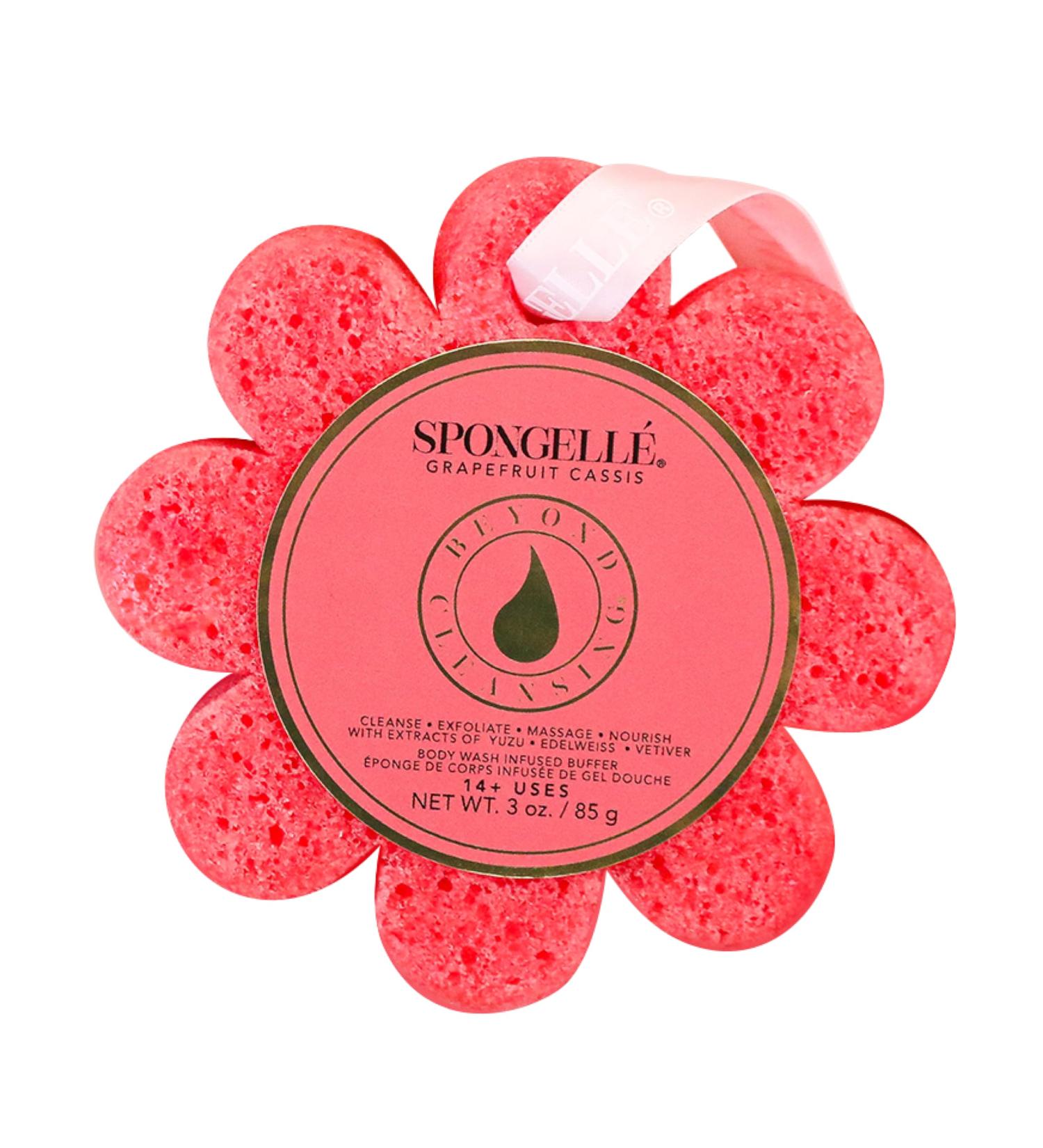 Spongelle Grapefruit Cassis Wild Flower Loofah Body Scrubber Exfoliating Bath & Shower Sponge for Women | 14+ Uses | Infused with Zesty Grapefruit Cassis & Vanilla - Buy Online on GoSupps.com