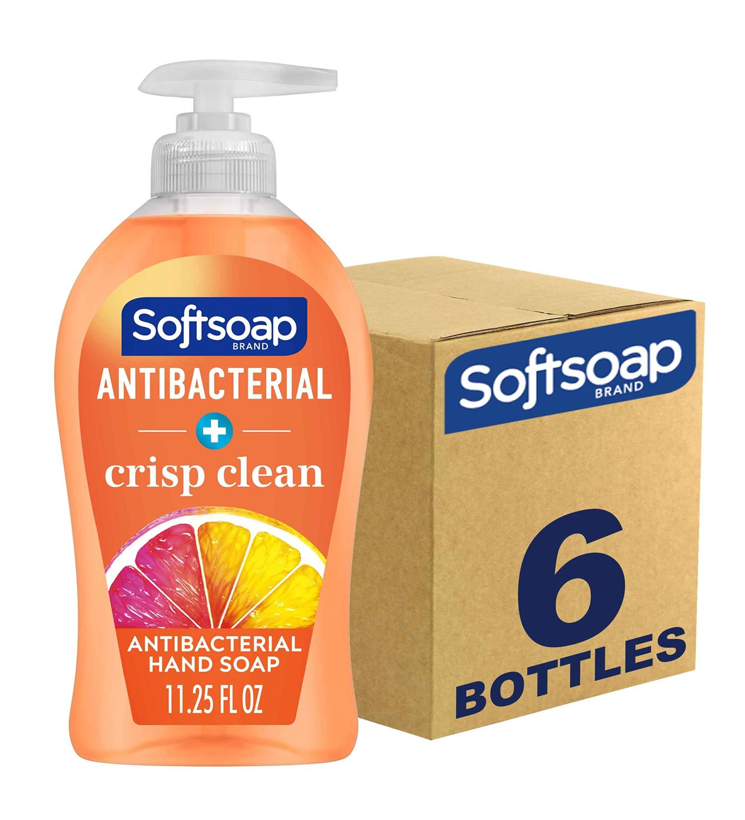 Softsoap Antibacterial Liquid Hand Soap 6 Pack - Crisp Clean Scent - 11.25 Ounce Bottles - Buy Online on GoSupps.com