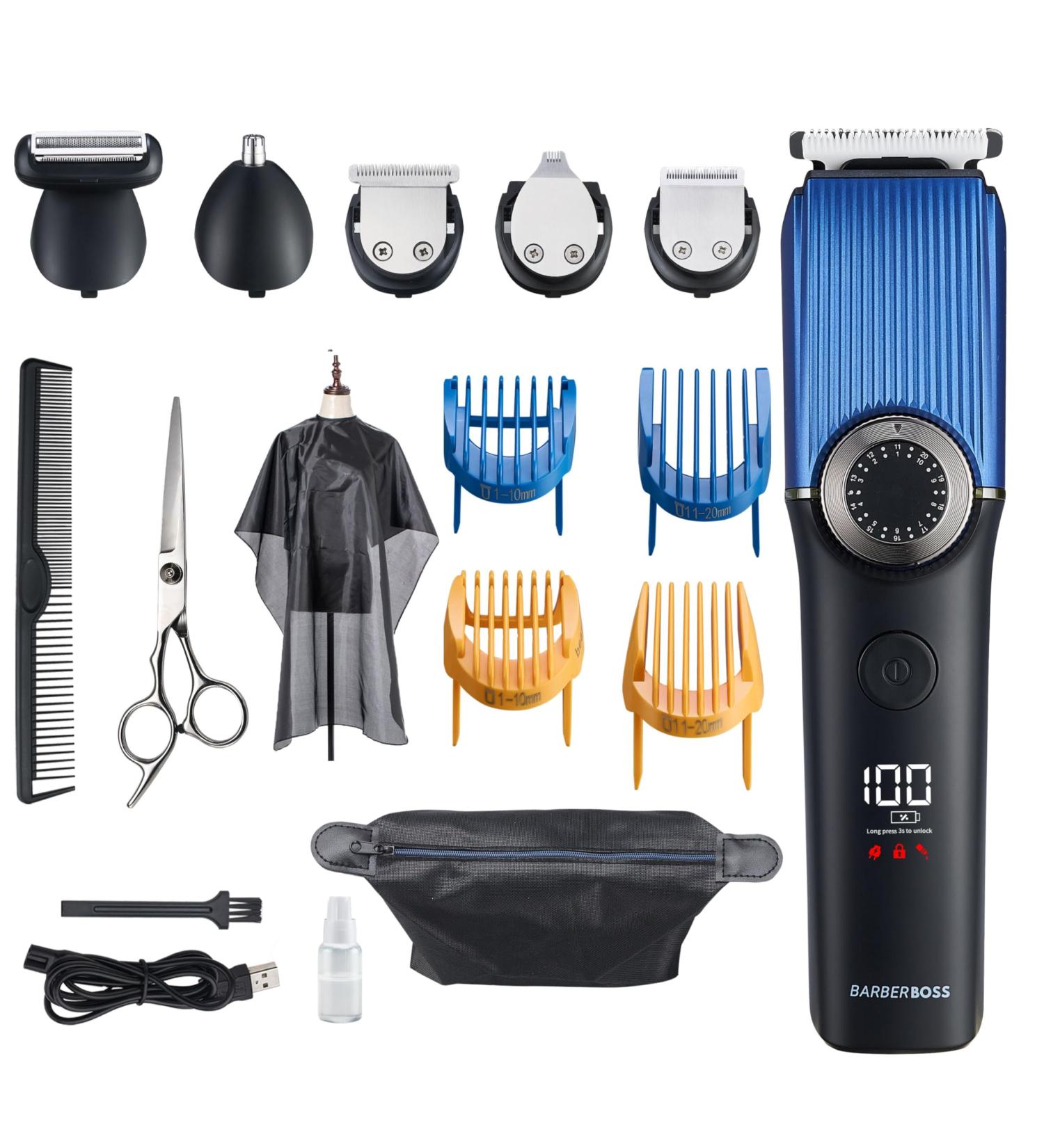 BarberBoss Beard Trimmer Men Hair Clippers - Nose Ear & Beard Grooming Set Cordless Hair Clippers Men: Trimmer for Men Grooming Kits Waterproof Nose Hair Trimmer for Men Hair Trimmer Men - Buy Online on GoSupps.com