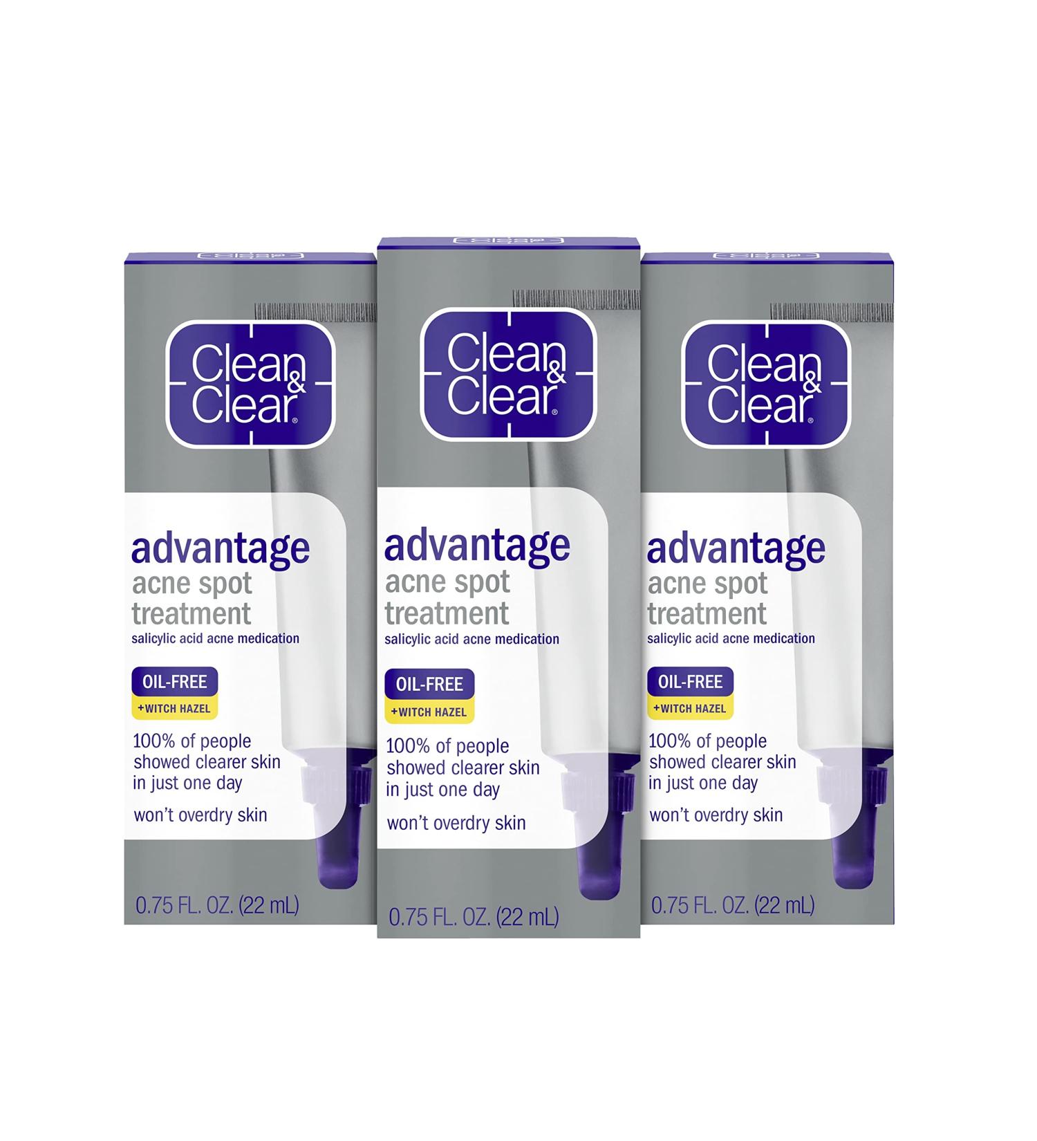 Clean & Clear Advantage Acne Spot Treatment Gel Cream 2% Salicylic Acid | Witch Hazel Oil-Free Pimple Cream 0.75 fl oz (Pack of 3) - Buy Online on GoSupps.com