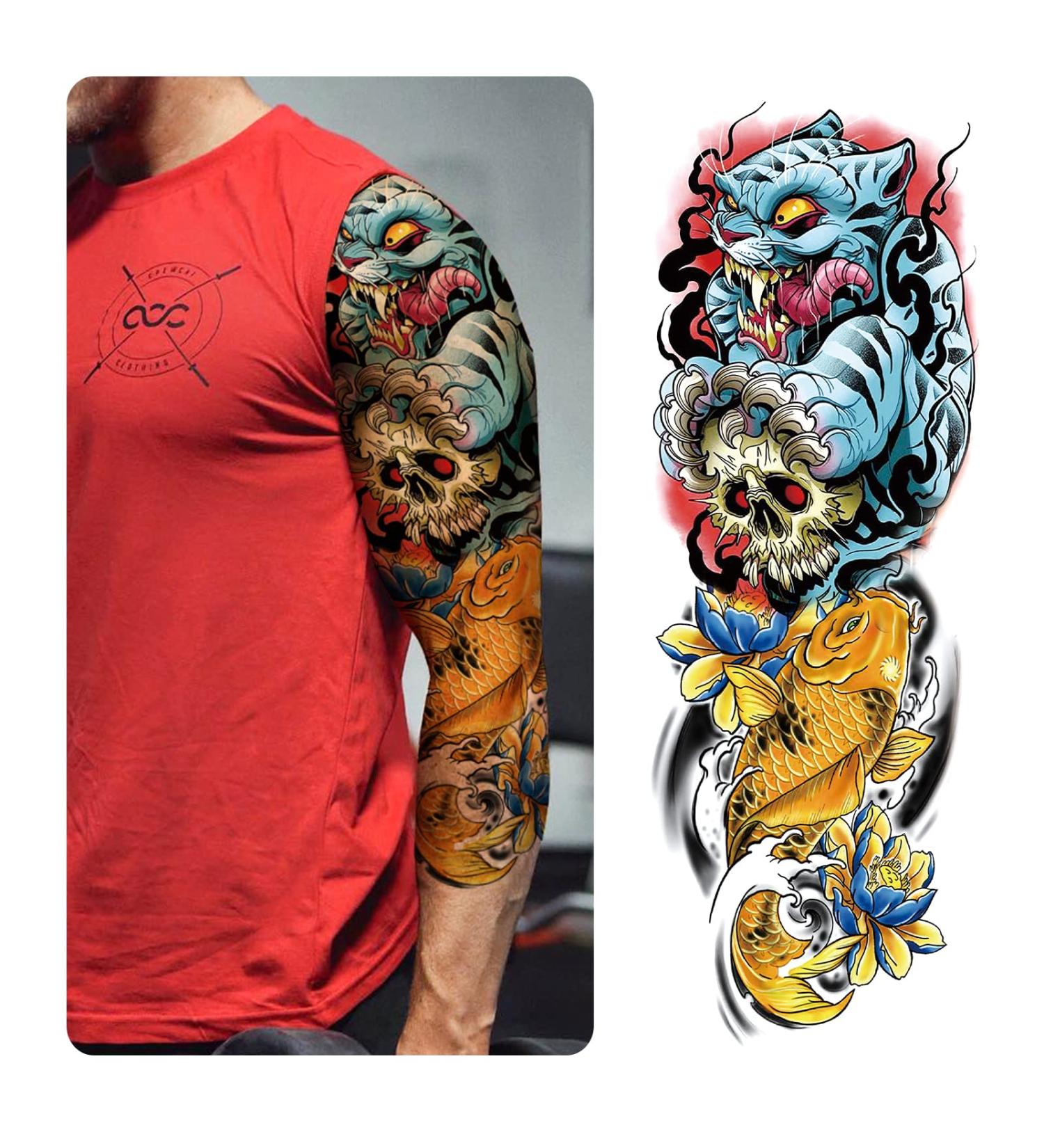 GFHIH Christmas Full Arm Temporary Tattoos for Men and Women - Waterproof & Realistic Sleeve Designs - Long Lasting Holiday Gift - 12 Sheets (L19xW7) - Buy Online on GoSupps.com