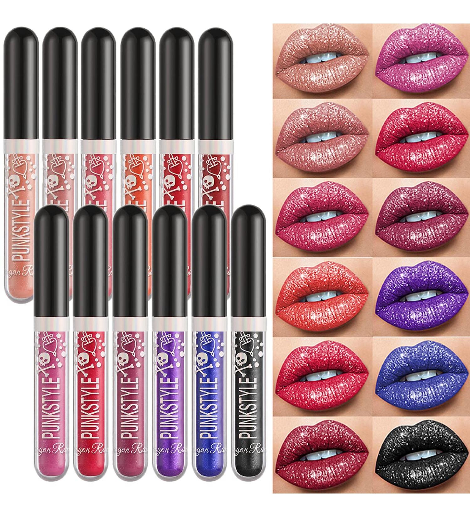 Skynest 12 Colors Matte Liquid Lipstick Set - Long Wear Waterproof & Shimmer Finish | Sexy Nude Shades for All-Day Color - Buy Online on GoSupps.com