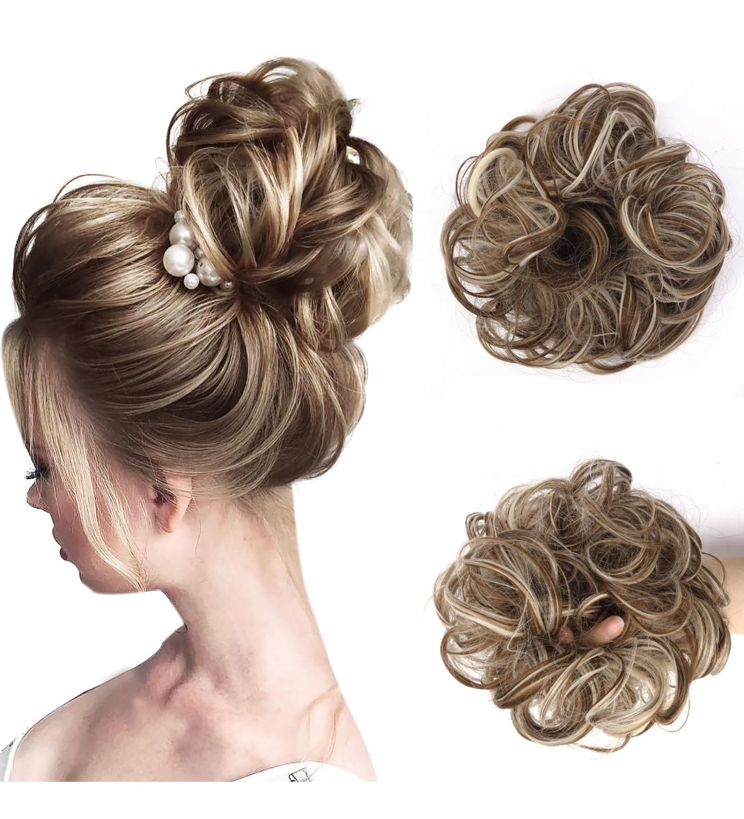 Vlasy Messy Bun Hair Piece F12/613# 60g - Curly Wavy Hair Scrunchies Extension for Women - Synthetic Chignons Accessories - Updo for Girls - Buy Online on GoSupps.com