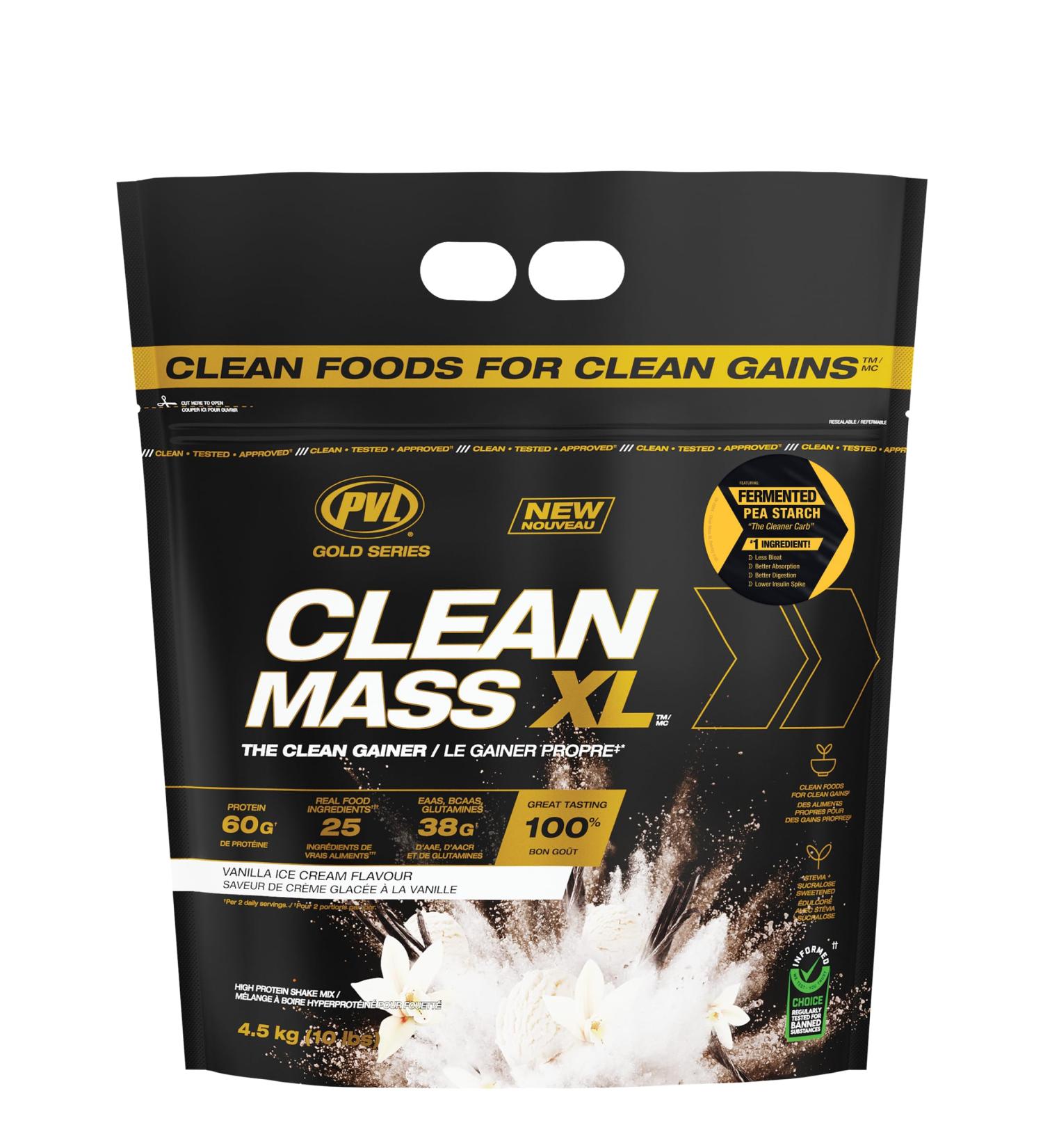 PVL Clean Mass XL | Mass Weight Gainer - Real food ingredients - complete Protein powder -10LBS - Vanilla Ice Cream Vanilla Ice Crean 10LBS - Buy Online on GoSupps.com