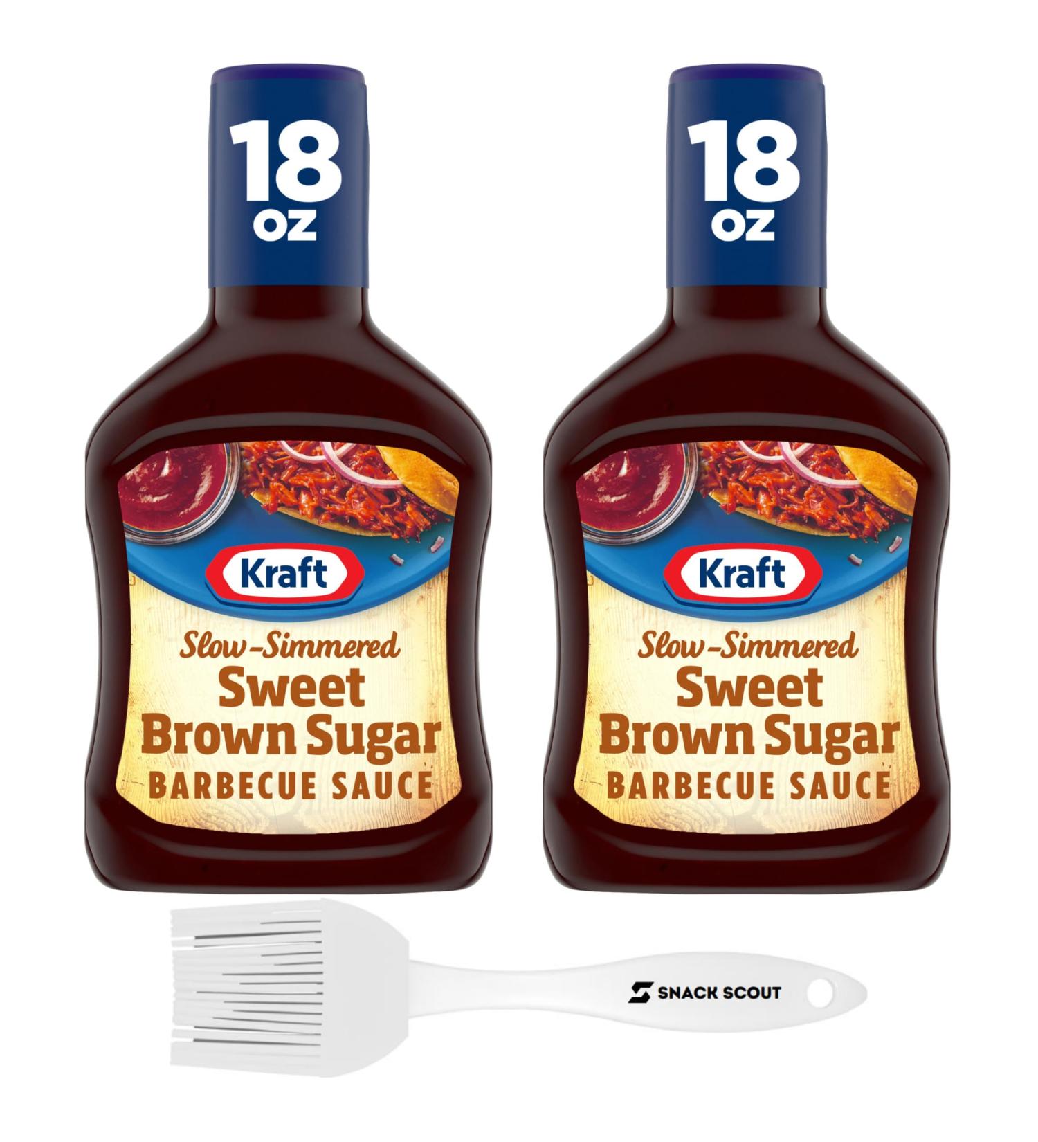 Kraft Sweet Brown Sugar Slow-Simmered Barbecue BBQ Sauce 18 oz Bottle (Pack of 2) Bundle With a Snack Scout Basting Brush - Buy Online on GoSupps.com