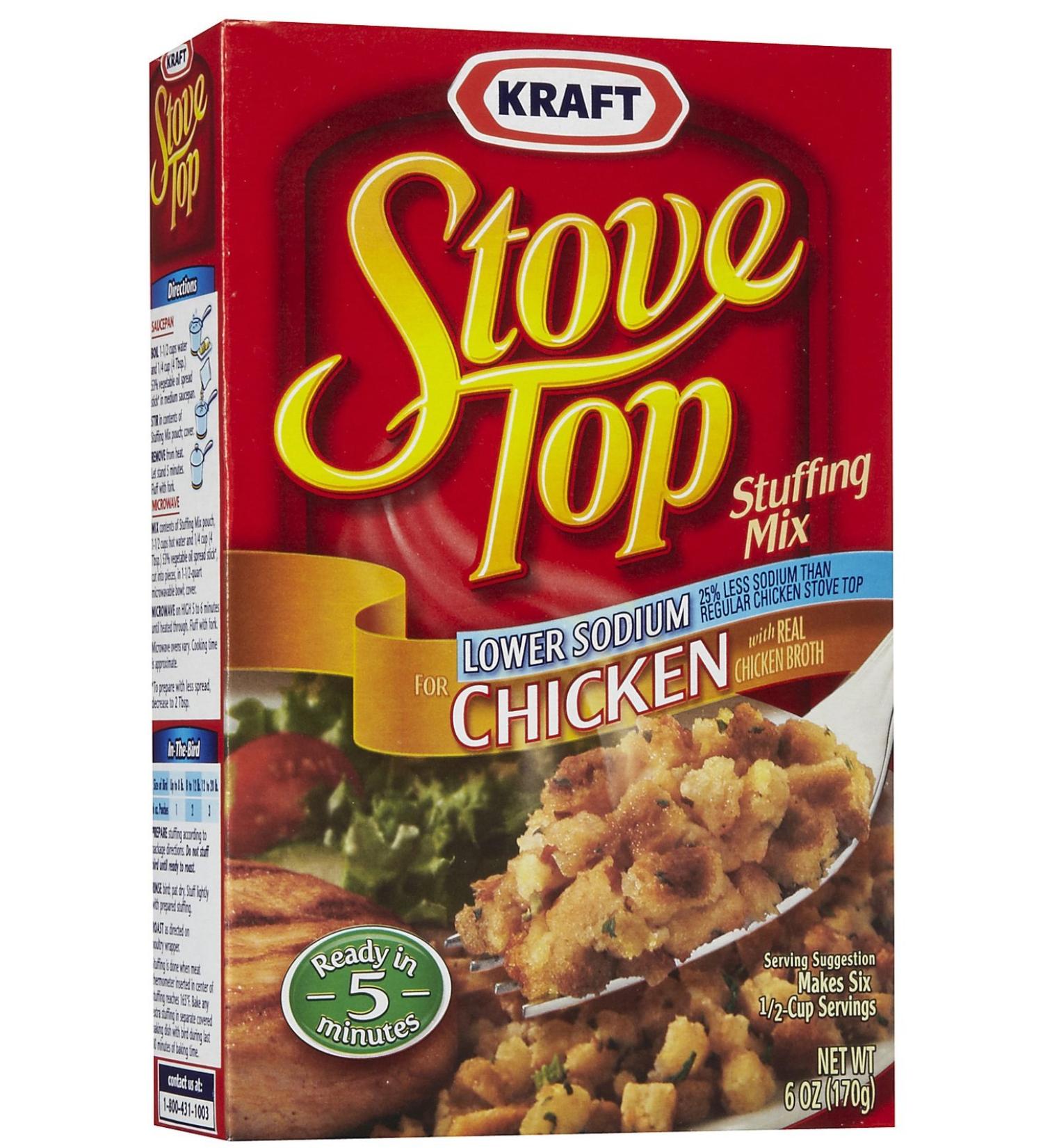 Kraft, Stove Top, Stuffing Mix, Chicken, Low Sodium, 6oz Box (Pack of 6)
