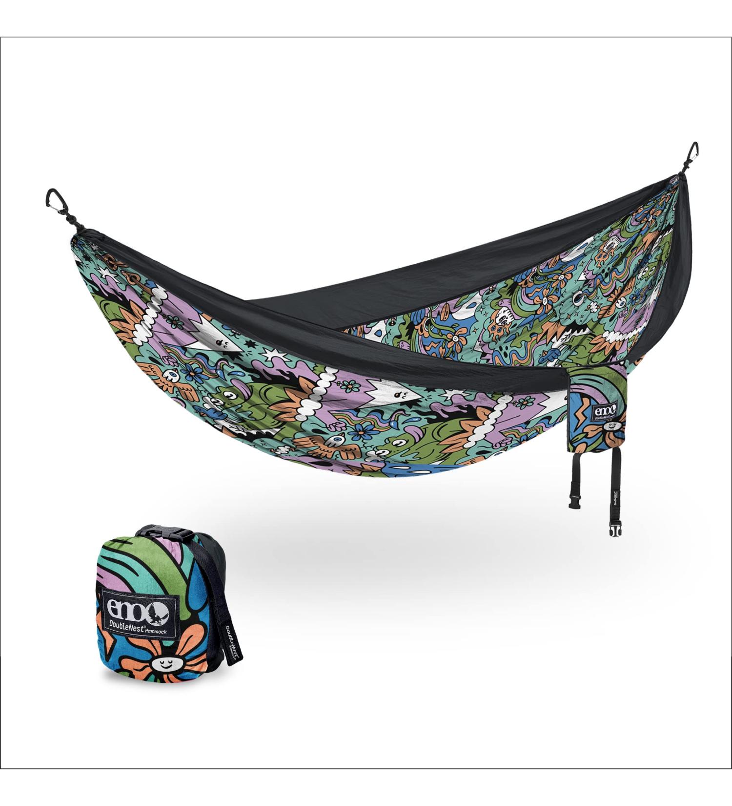 ENO DoubleNest Hammock - Lightweight Portable Camping Hammock for 1-2 People - Ideal for Camping, Hiking, and Travel - Nature Talk/Black - Buy Online on GoSupps.com