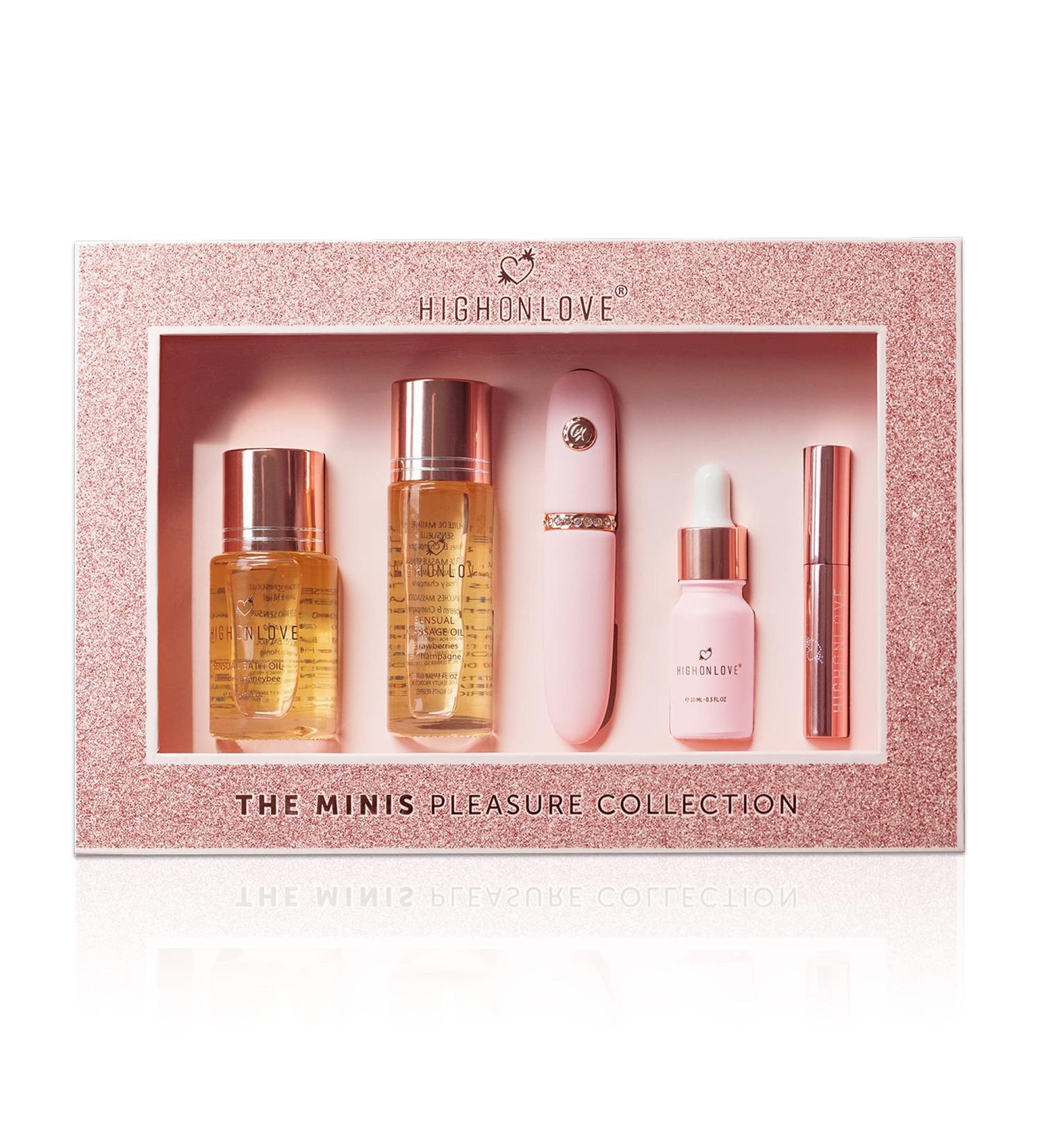 Buy HIGHONLOVE Mini Pleasures 5-Piece Set - Bath Oil Massage Oil Relaxation Oil Lip Gloss & Mini Wand Massager | International Shipping Available - Buy Online on GoSupps.com