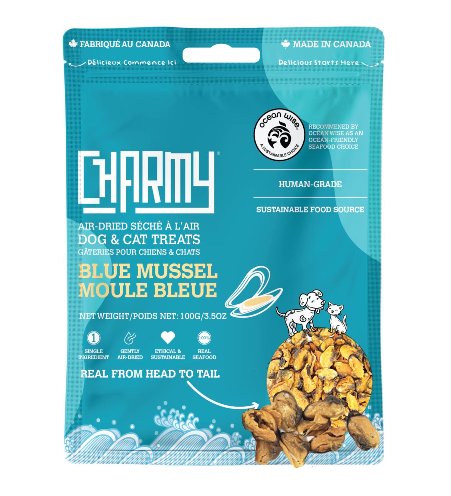 CHARMY Treats for Dogs/Cats Organic Raised Blue Mussel Promote Joint Health Rich In Omega-3 Reduces Inflammation Healthy Skin Shiny Coat Air-Dried (Gently And Slowly) Single Ingredient Made In Canada 100g/3.5oz 100 g (Pack of 1) - Buy Online on GoSupps.com