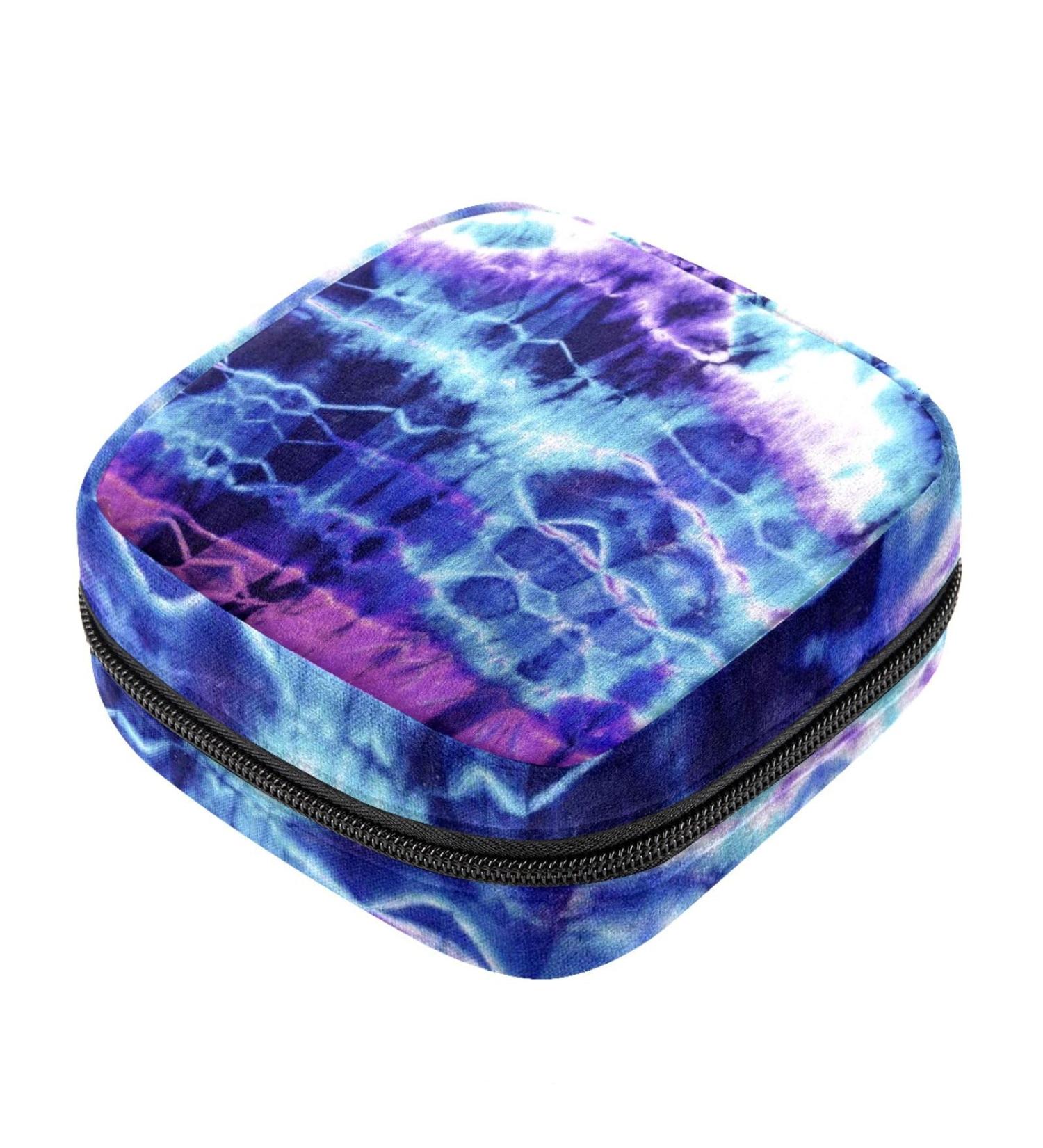 Purple Blue Tie Dye Menstrual Storage Bag - Feminine Period Kit for Women/Girls - Menstrual Cup & Tampon Pouch - Color 8 - Buy Online on GoSupps.com