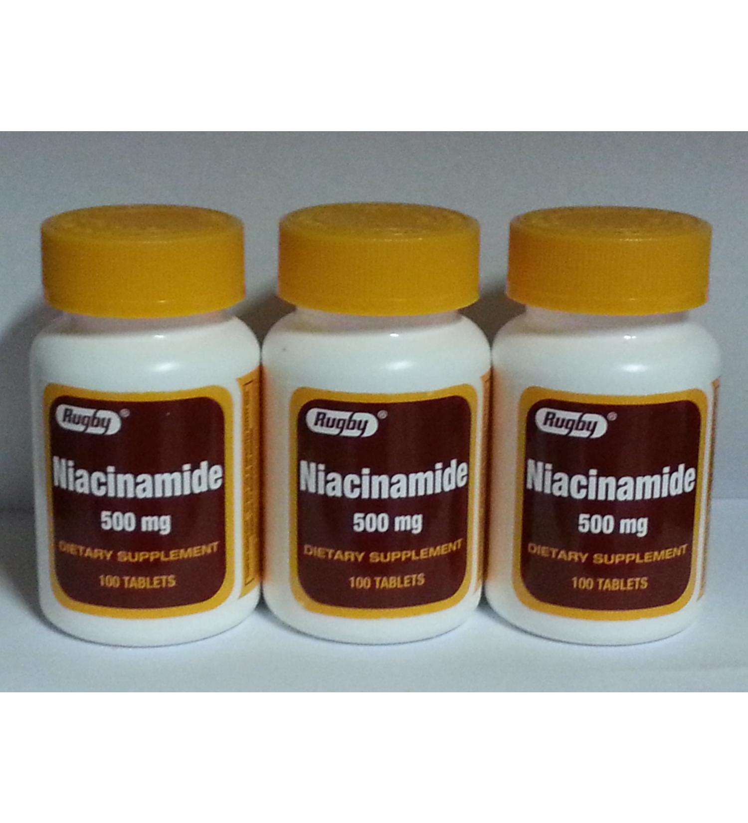 Rugby Niacinamide 500mg Tablets 100ct - 3 Pack (3)