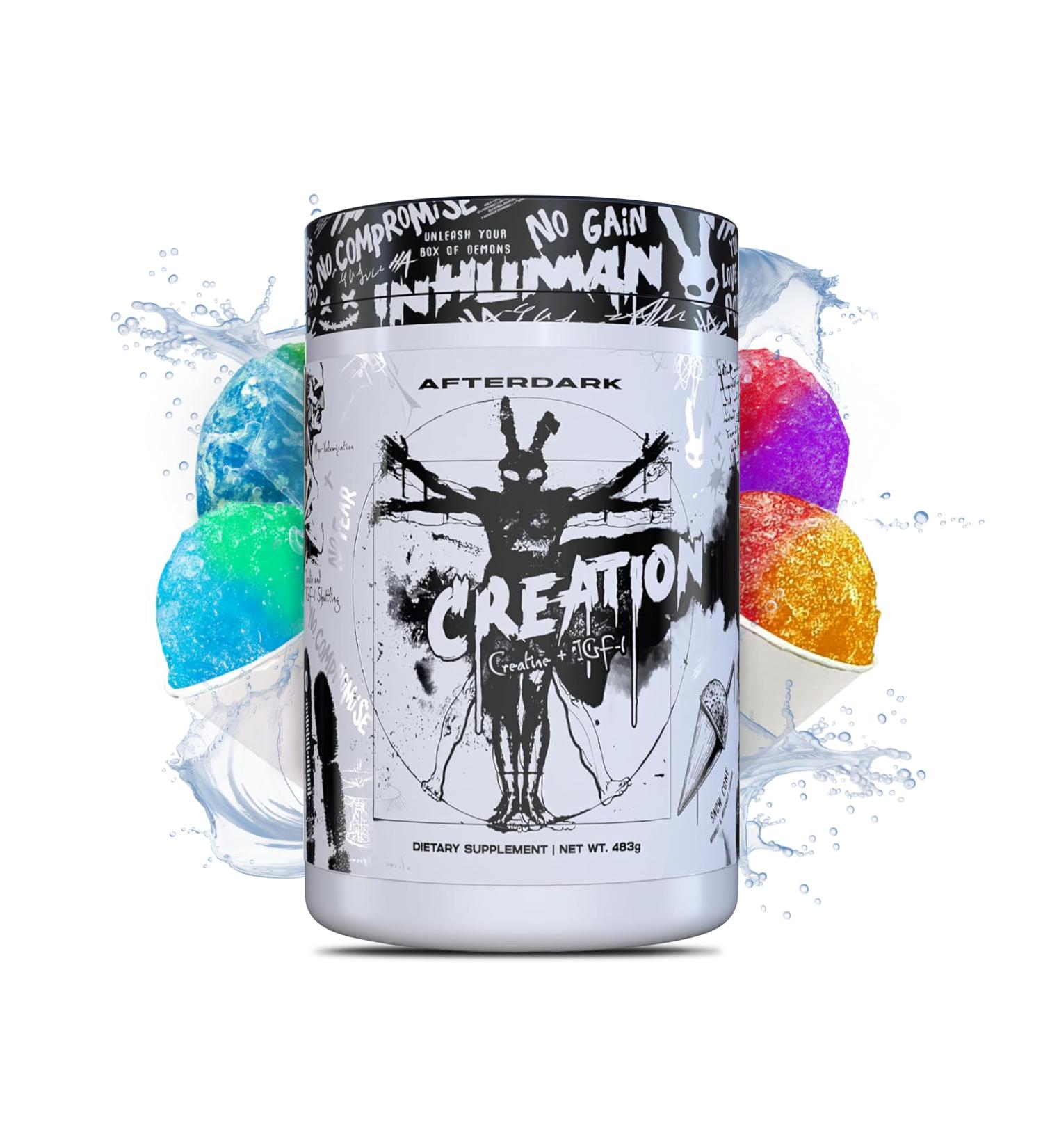 AfterDark Supplements Creatine Monohydrate Powder - 10 000mg Power & Endurance Blend GMP Certified USA Made 21 Servings - Snow Cone Flavor - Buy Online on GoSupps.com