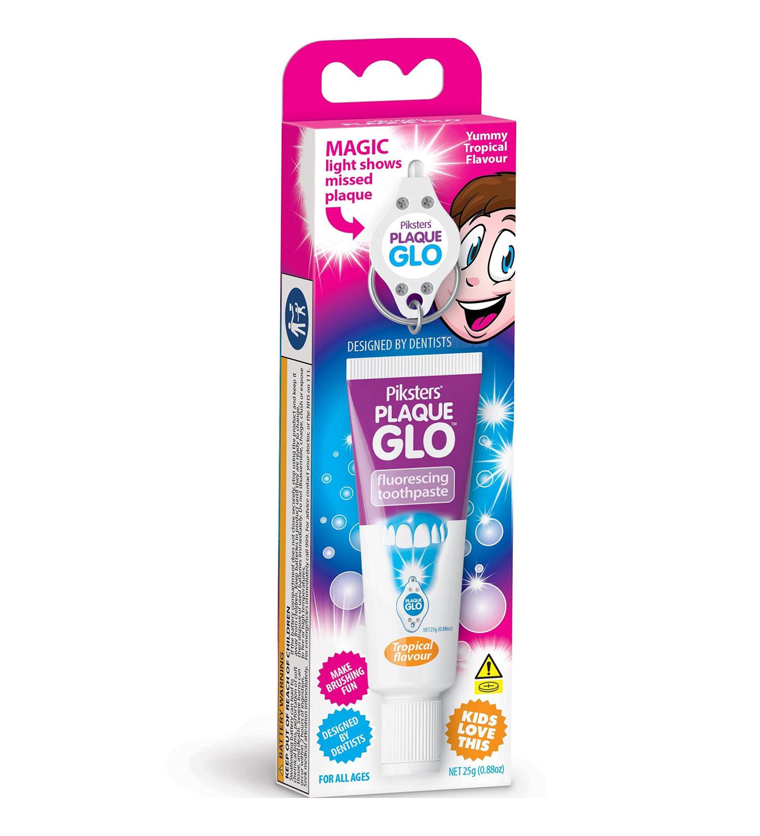 Piksters Plaque Glo Toothpaste for Children - Tropical Flavor | Effective Plaque Control & Fun Light - Buy Online on GoSupps.com