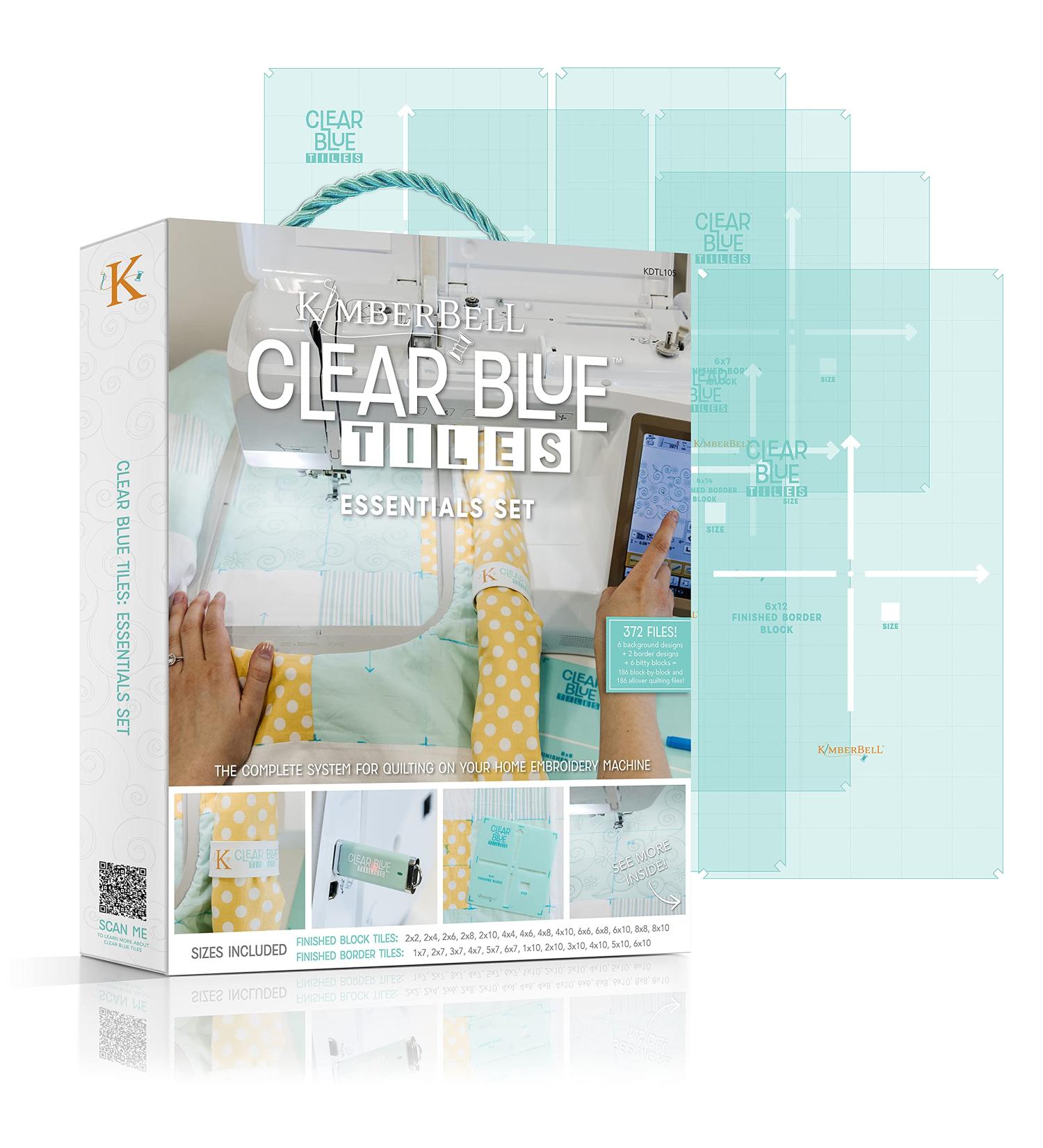 Kimberbell Clear Blue Tiles Essential Set - 32 Pcs & 372 Embroidery Files for Home Embroidery Machine Quilting - Buy Online on GoSupps.com