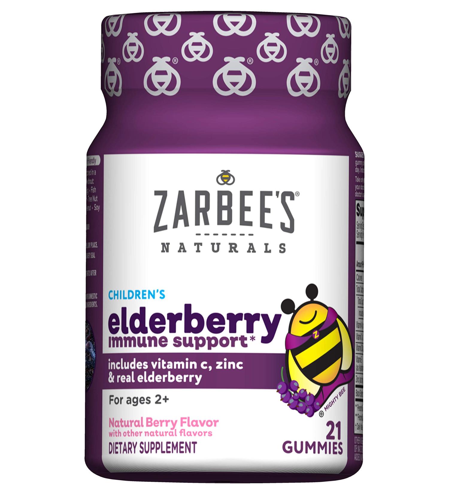 Zarbee's Children's Mighty Bee Elderberry Gummies - Immune Support, Natural Berry Flavor, 21 Count - Buy Online on GoSupps.com