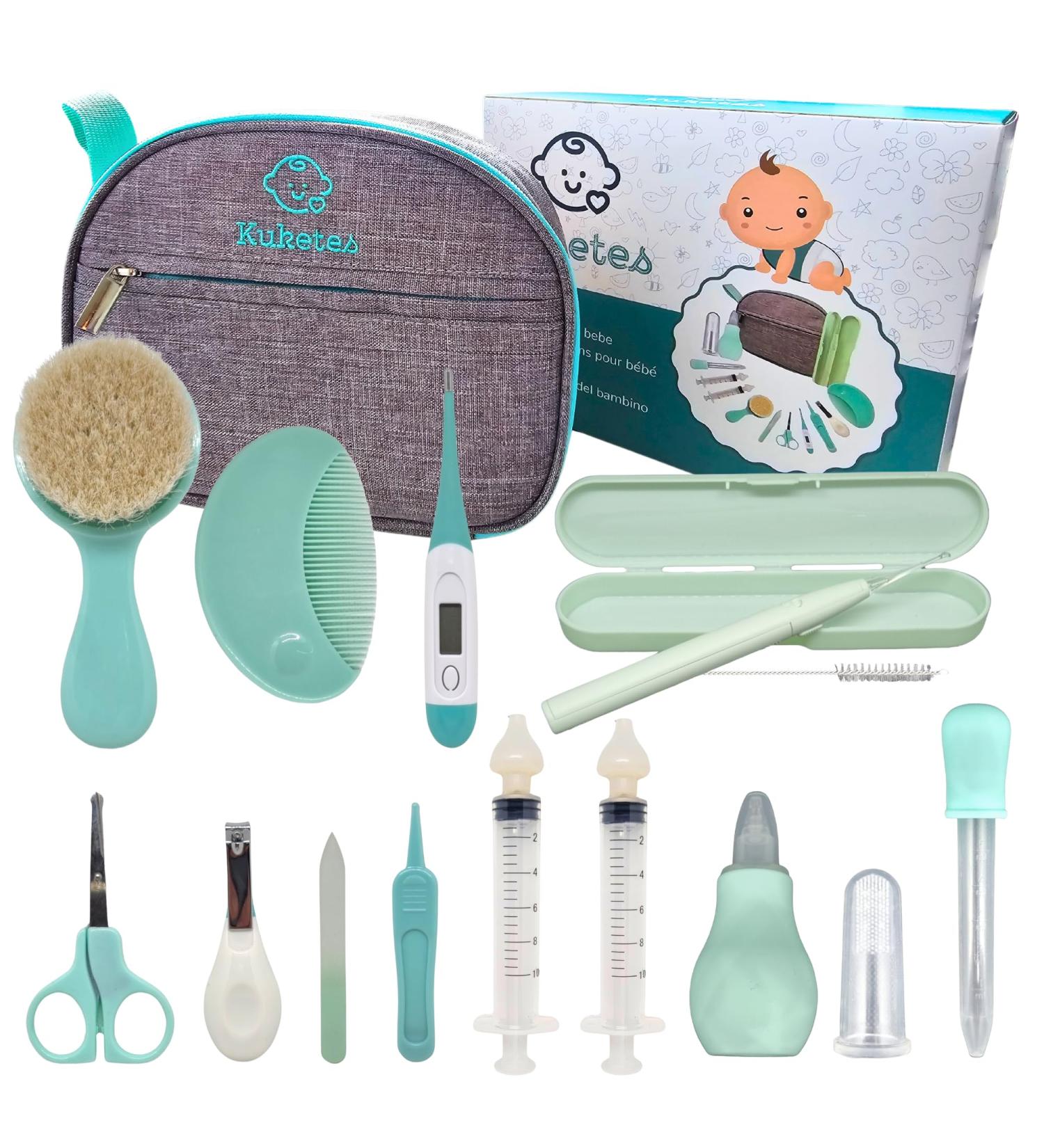 Kuketes Baby Care Set - 13 Essential Parts for Newborns | Thermometer Nail Scissors Brush & More | International Shipping Available - Buy Online on GoSupps.com