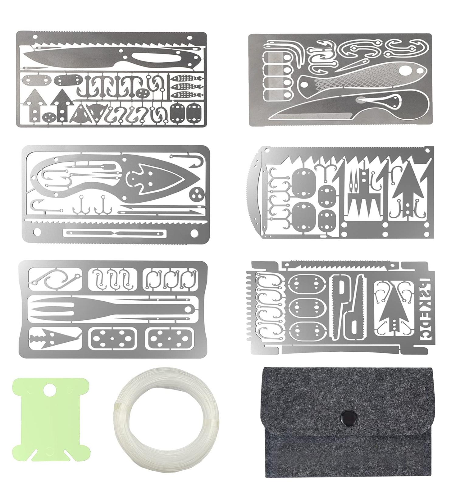Moricher Survival Card Multitool- Fishing Line & EDC Kit for Outdoor Camping, Hiking, and Hunting - Silver 6pcs - Buy Online on GoSupps.com