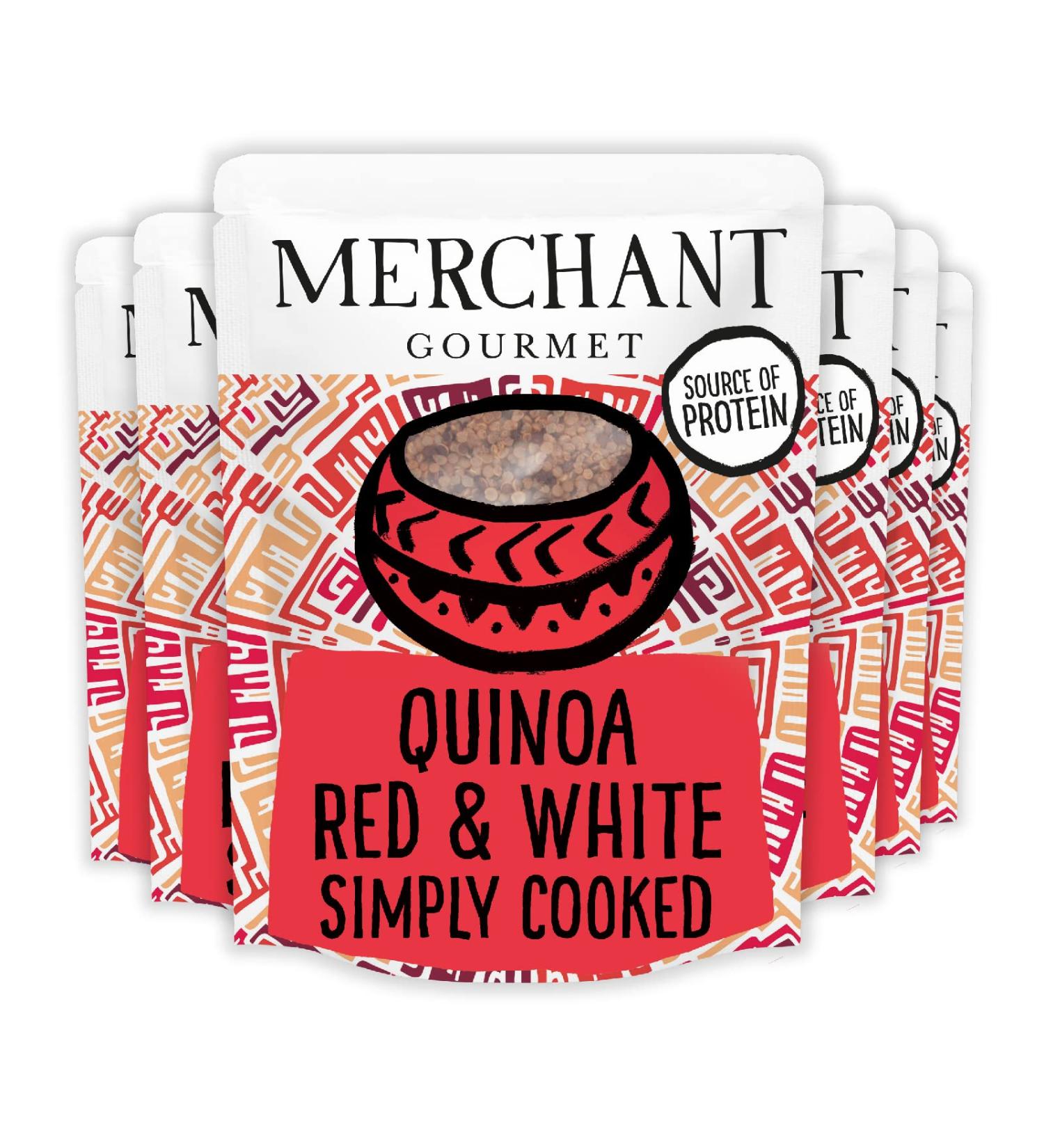 Merchant Gourmet Cooked Red & White Quinoa - Source of Protein & Fiber Vegan Healthy Rice Alternative Pack of 6 x 250g Ready-to-eat Pouches - Buy Online on GoSupps.com