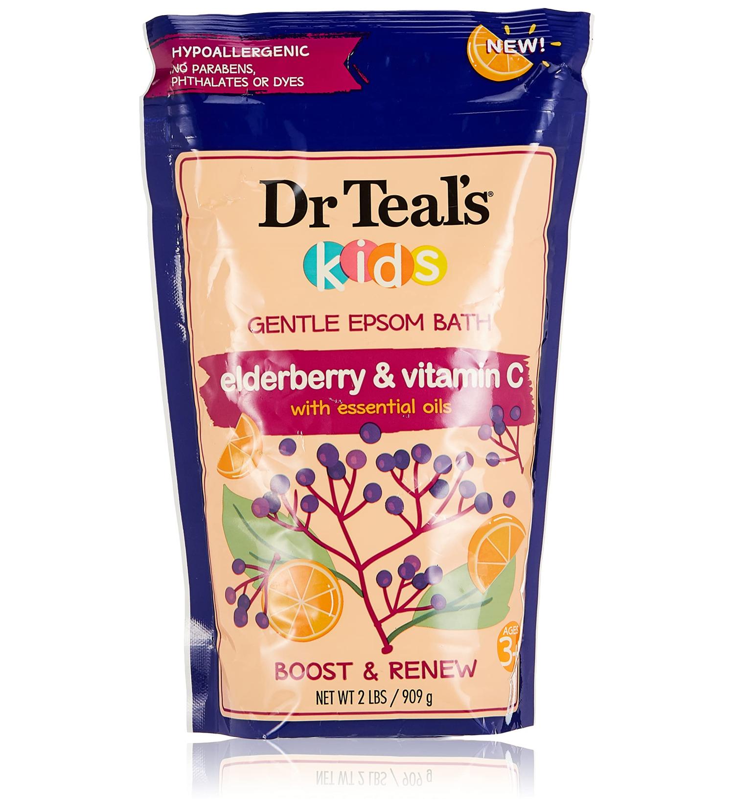 Dr Teal's Kids Elderberry Epsom Salt Soak with Vitamin E & Essential Oils - 2 lbs - Buy Online on GoSupps.com