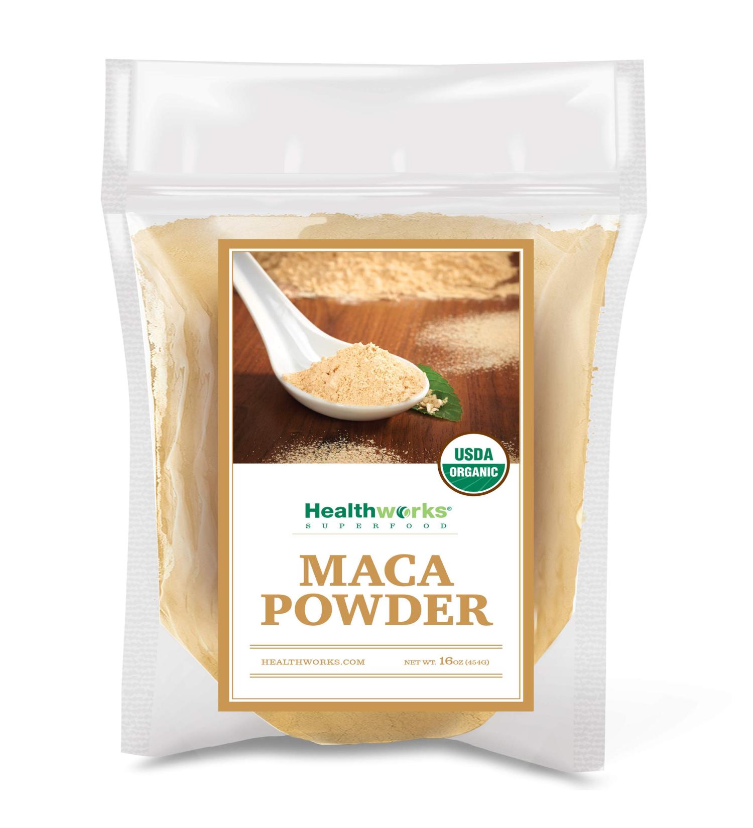 Healthworks Maca Powder Raw (16oz) - Certified Organic | Keto, Vegan & Non-GMO | Premium Peruvian | Breakfast, Smoothies & Baking - Buy Online on GoSupps.com