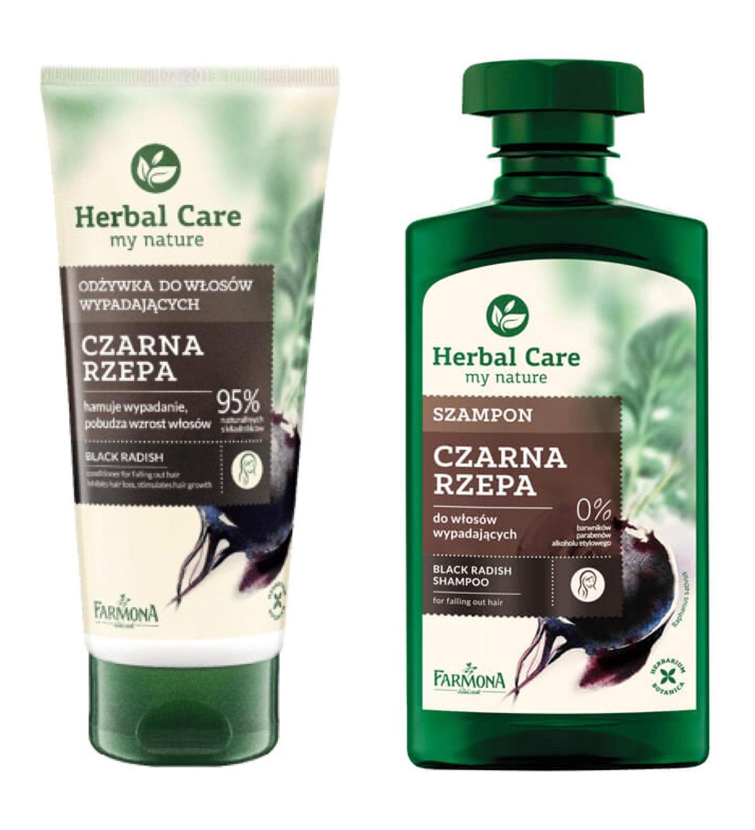 Herbal Care BLACK RADISH Shampoo & Conditioner Set - Anti-Hair Loss Treatment from Poland | 330ml & 200ml - Buy Online on GoSupps.com